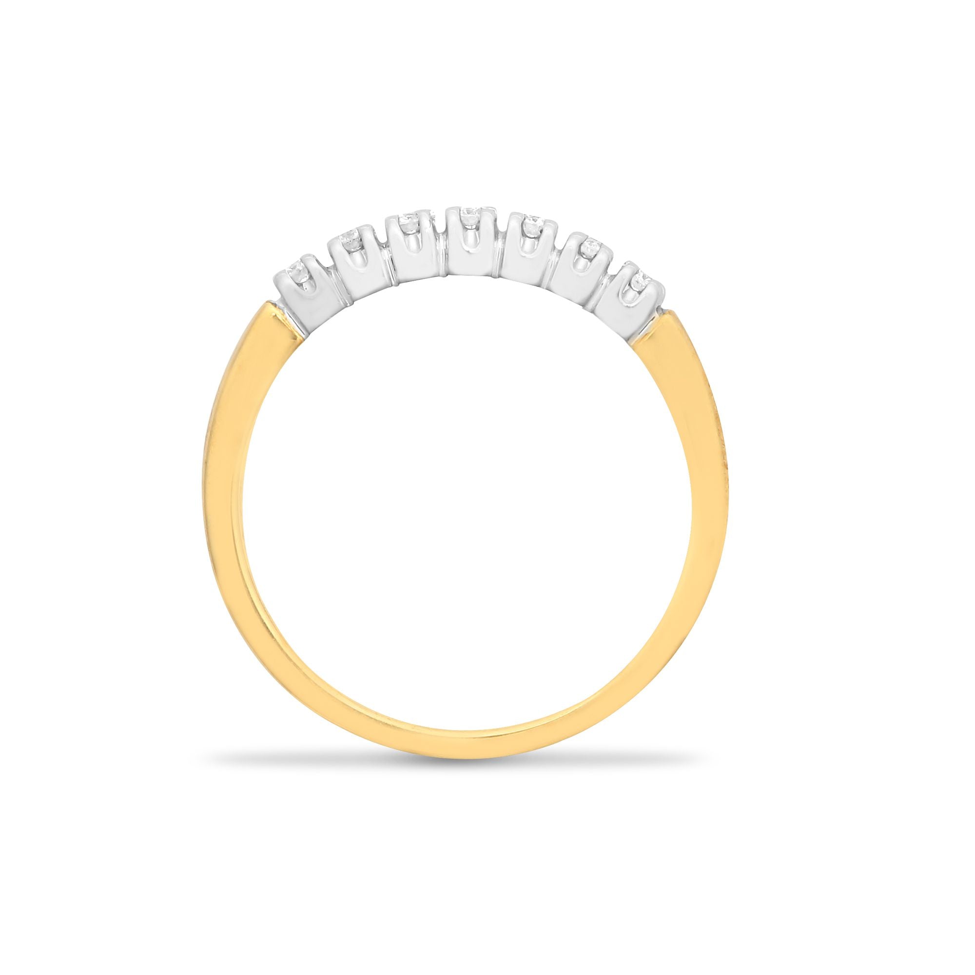 9ct Yellow Gold Natural Diamond 7 Stone Half Eternity Ring