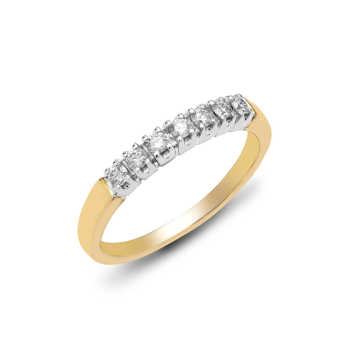 9ct Yellow Gold Natural Diamond 7 Stone Half Eternity Ring
