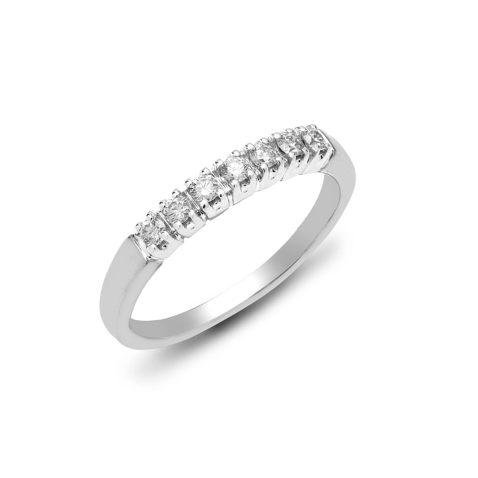 9ct White Gold Natural Diamond 7 Stone Half Eternity Ring