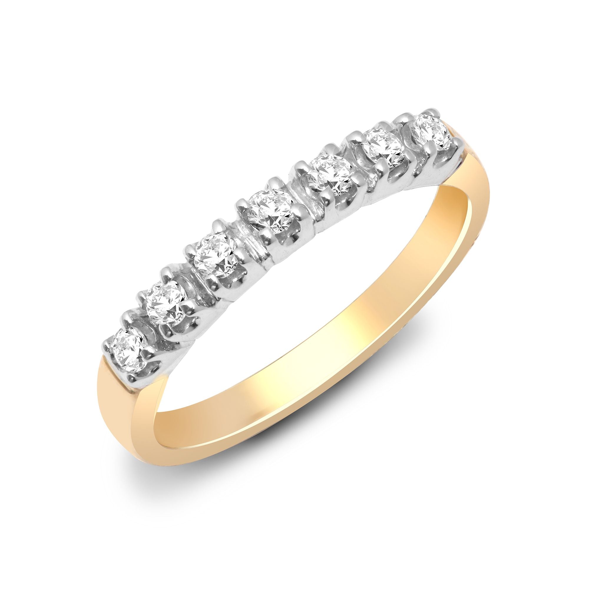 9ct Yellow Gold Natural Diamond 7 Stone Half Eternity Ring