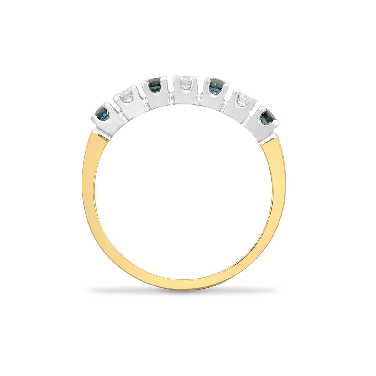 9ct Yellow Gold Natural Diamond 15pts & Sapphire 20pts Half Eternity Ring