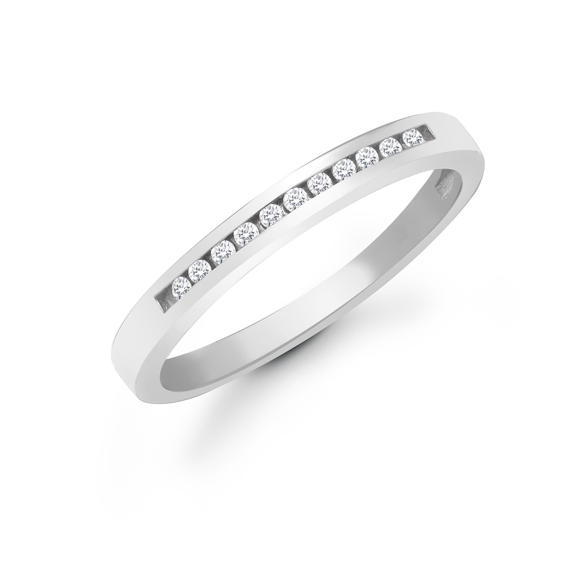 9ct White Gold Natural Diamond Half Eternity Ring