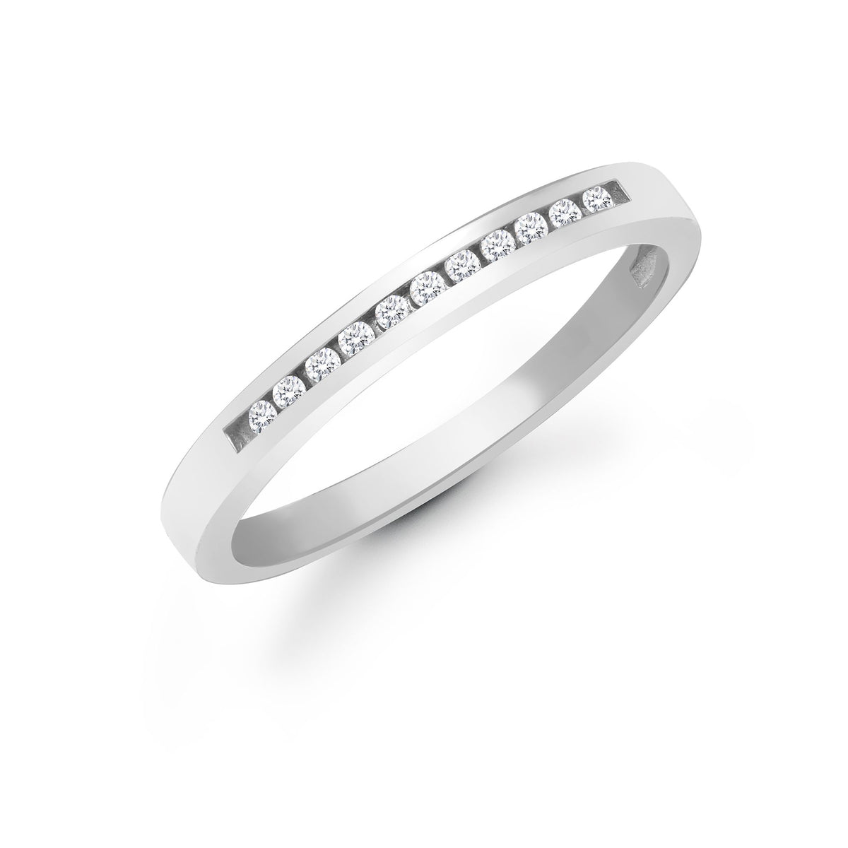 9ct White Gold Natural Diamond Half Eternity Ring