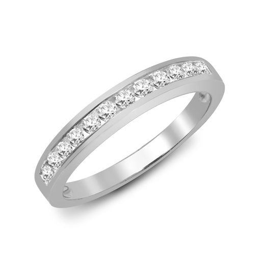 9ct White Gold Natural Diamond Half Eternity Ring