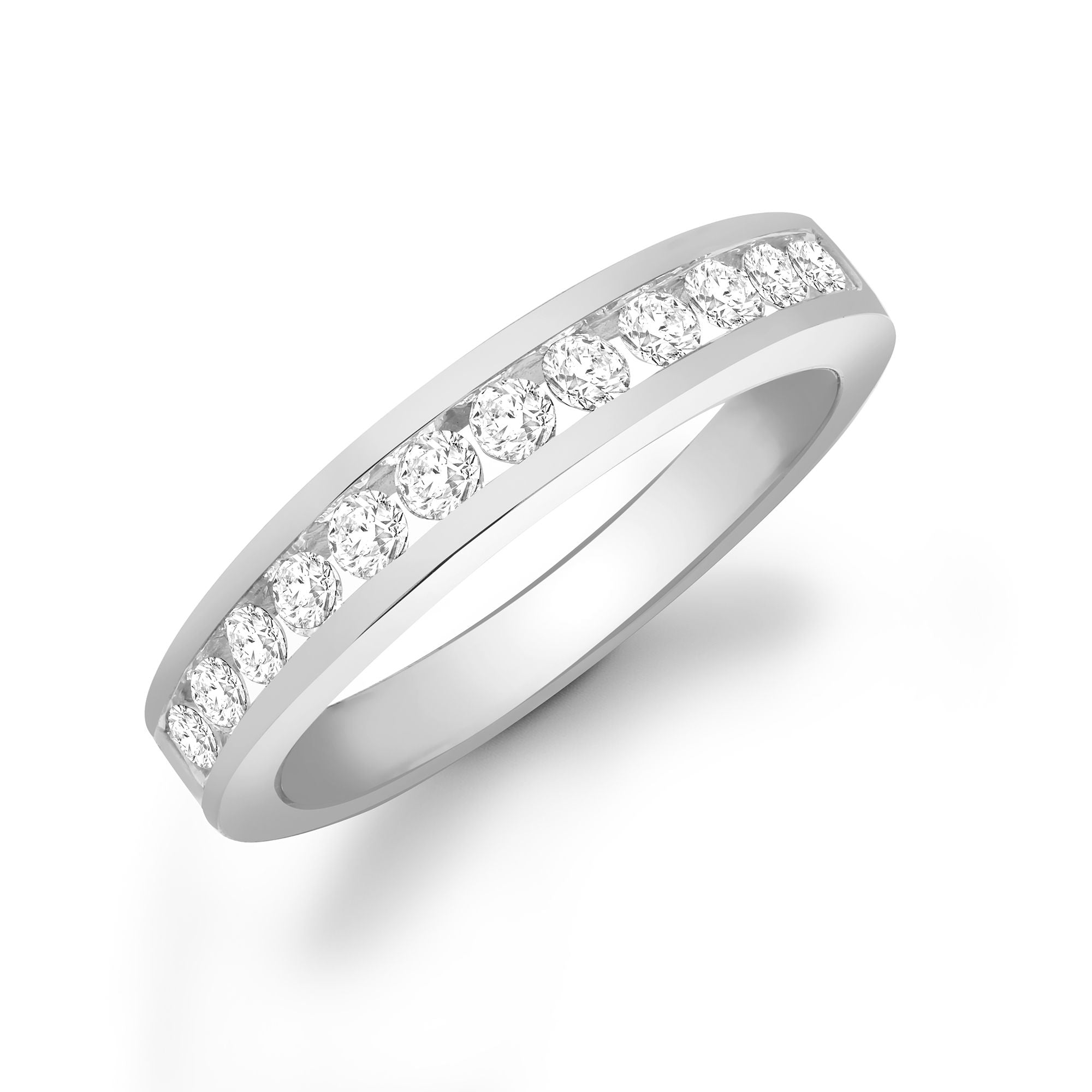 9ct White Gold Natural Diamond Half Eternity Ring