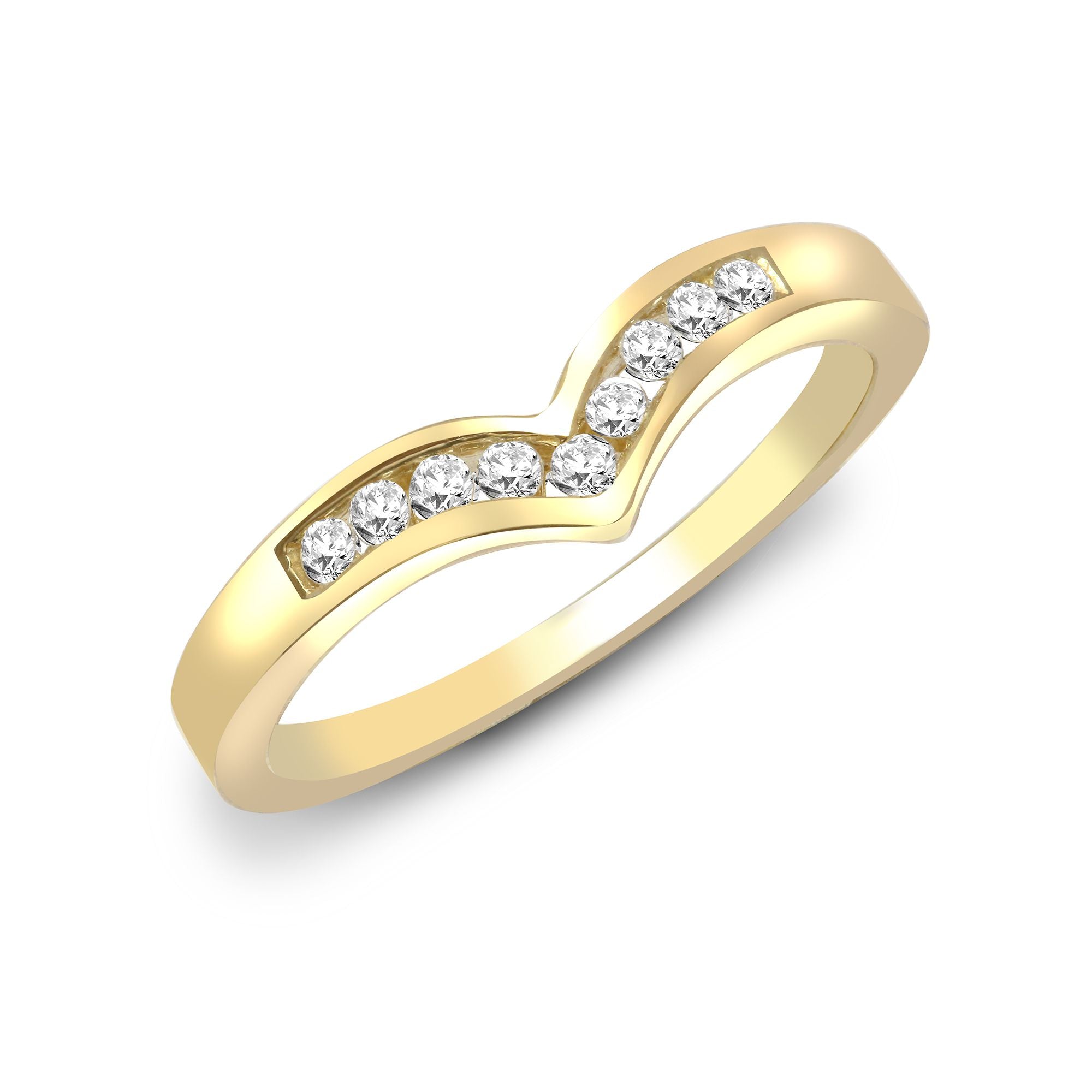 9ct Yellow Gold Natural Diamond Wishbone Ring