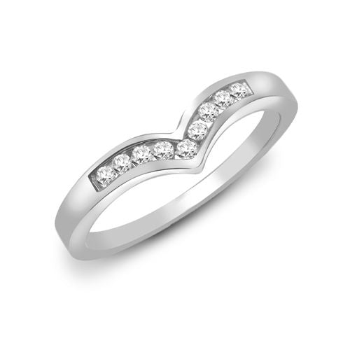 9ct White Gold Natural Diamond Wishbone Ring