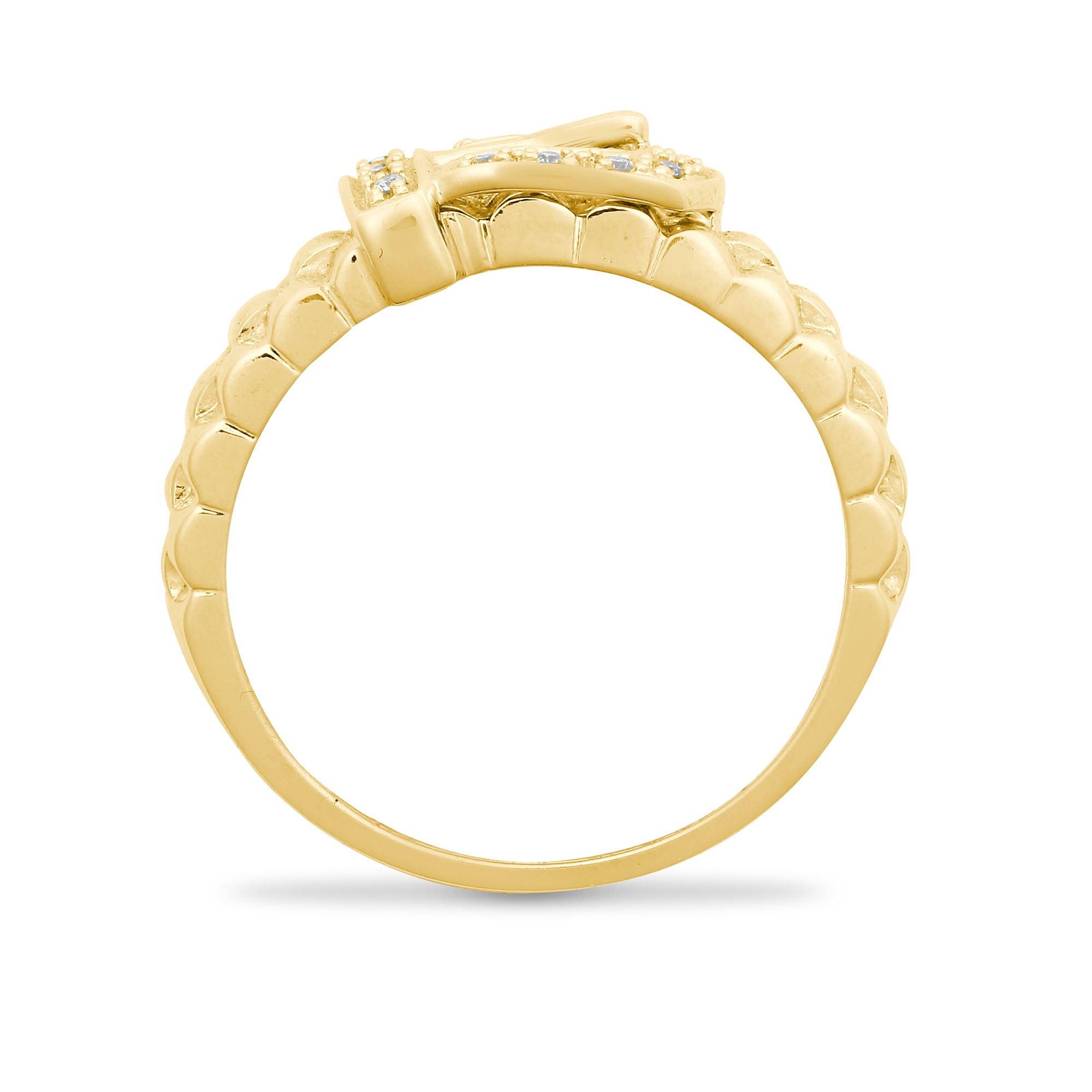 9ct Yellow Gold Natural Diamond Buckle Ring