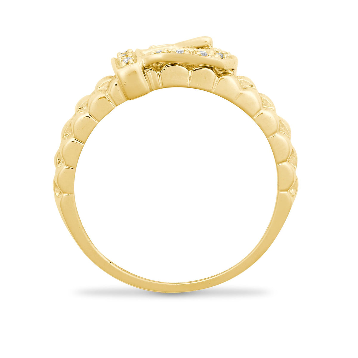 9ct Yellow Gold Natural Diamond Buckle Ring