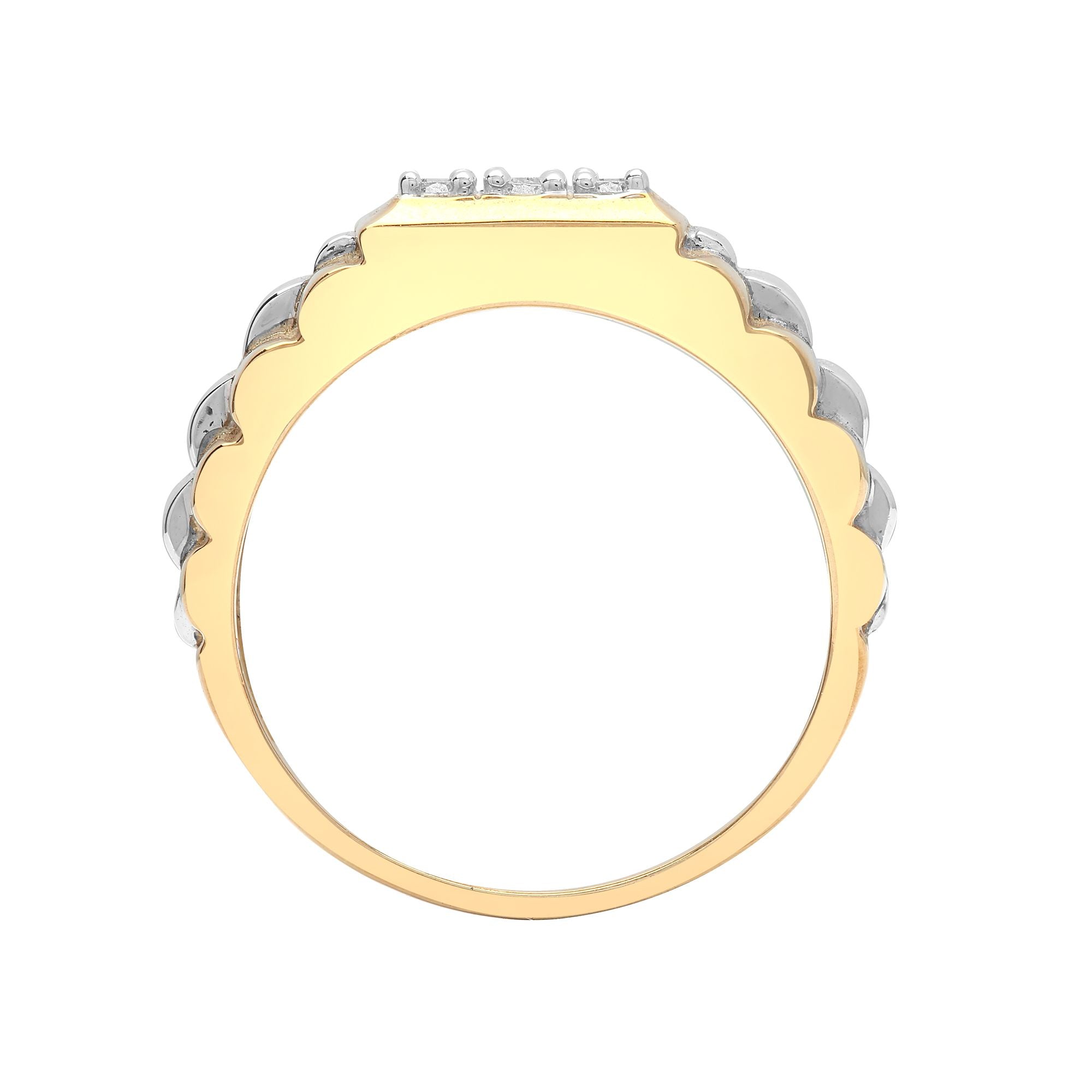 9ct White And Yellow Gold Gents Natural Diamond Ring