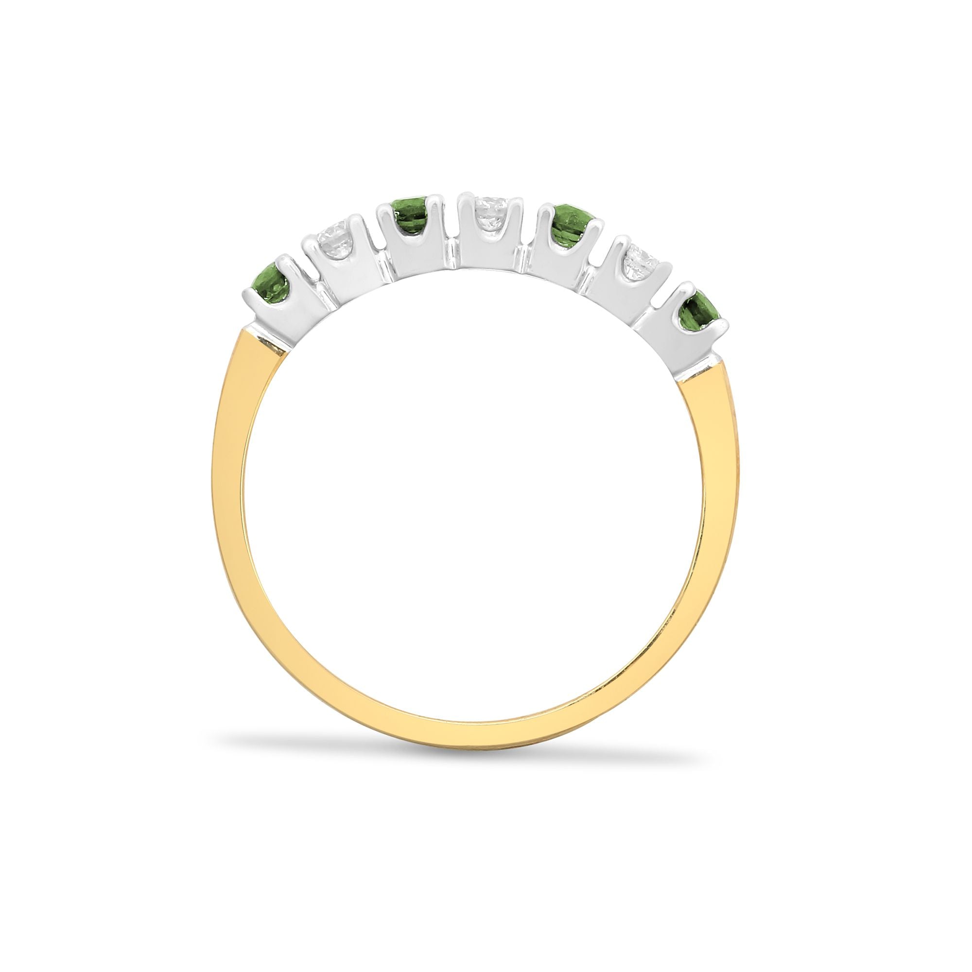 9R227 | 9ct Yellow Gold Natural Diamond 15pts & Emerald 20pts Half ET Ring