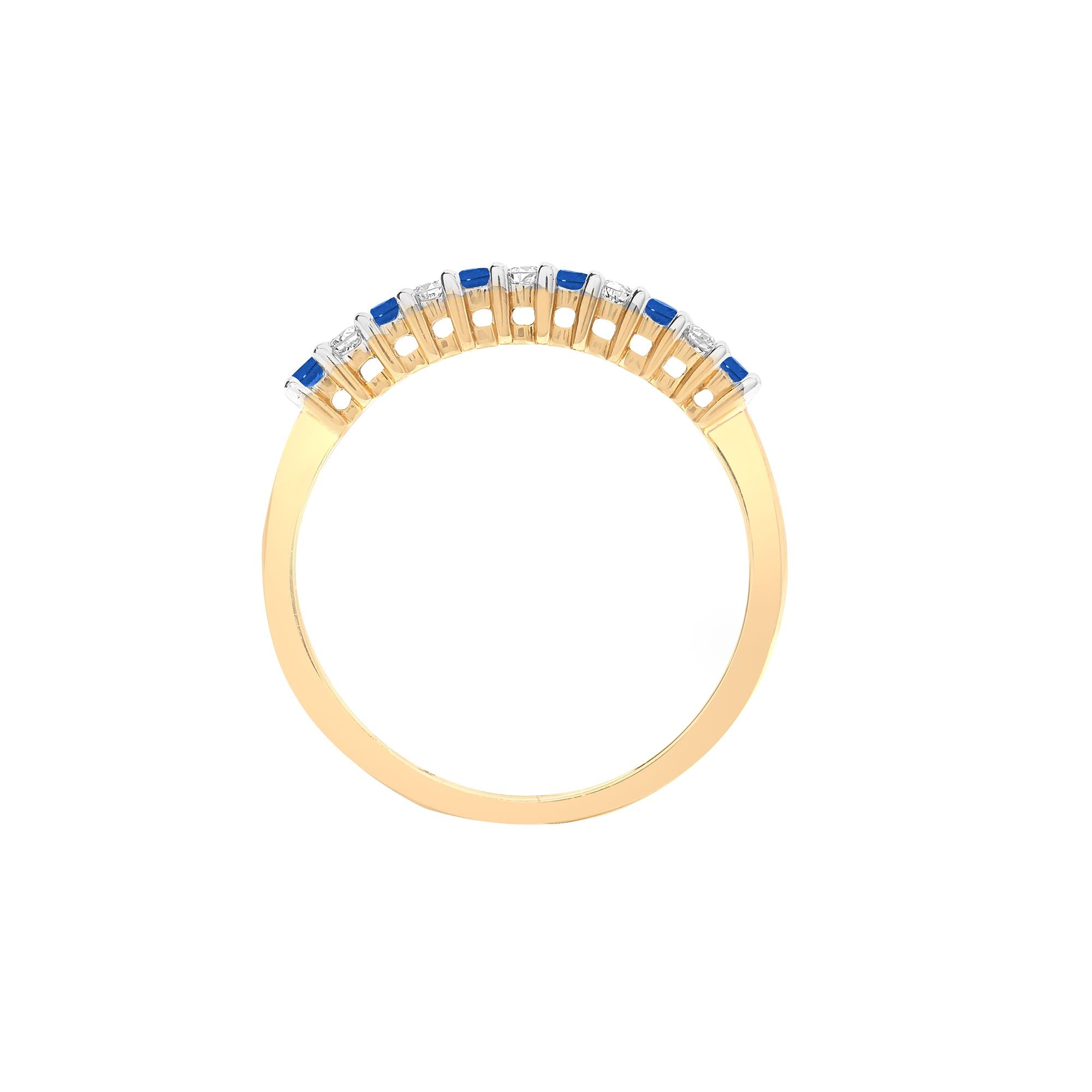 9R387 | 9ct Yellow Gold Natural Diamond 10pts & Sapphire 15pts Half Eternity Ring