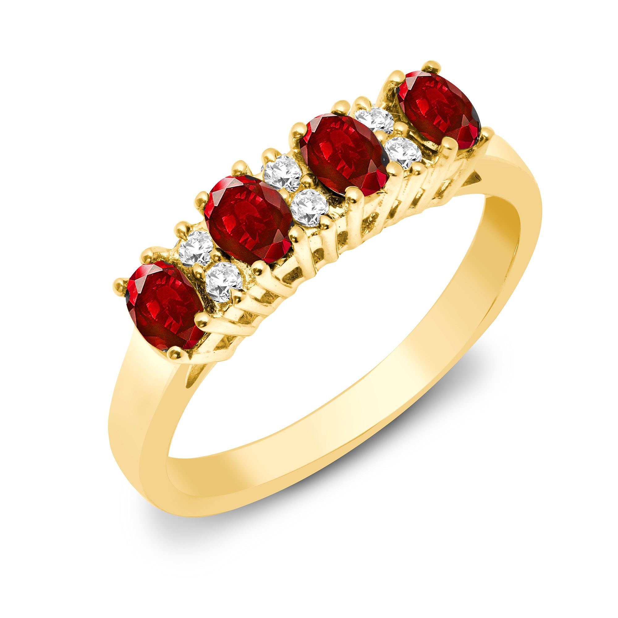 9ct Yellow Gold Natural Diamond 12pts & Ruby 92pts Ring