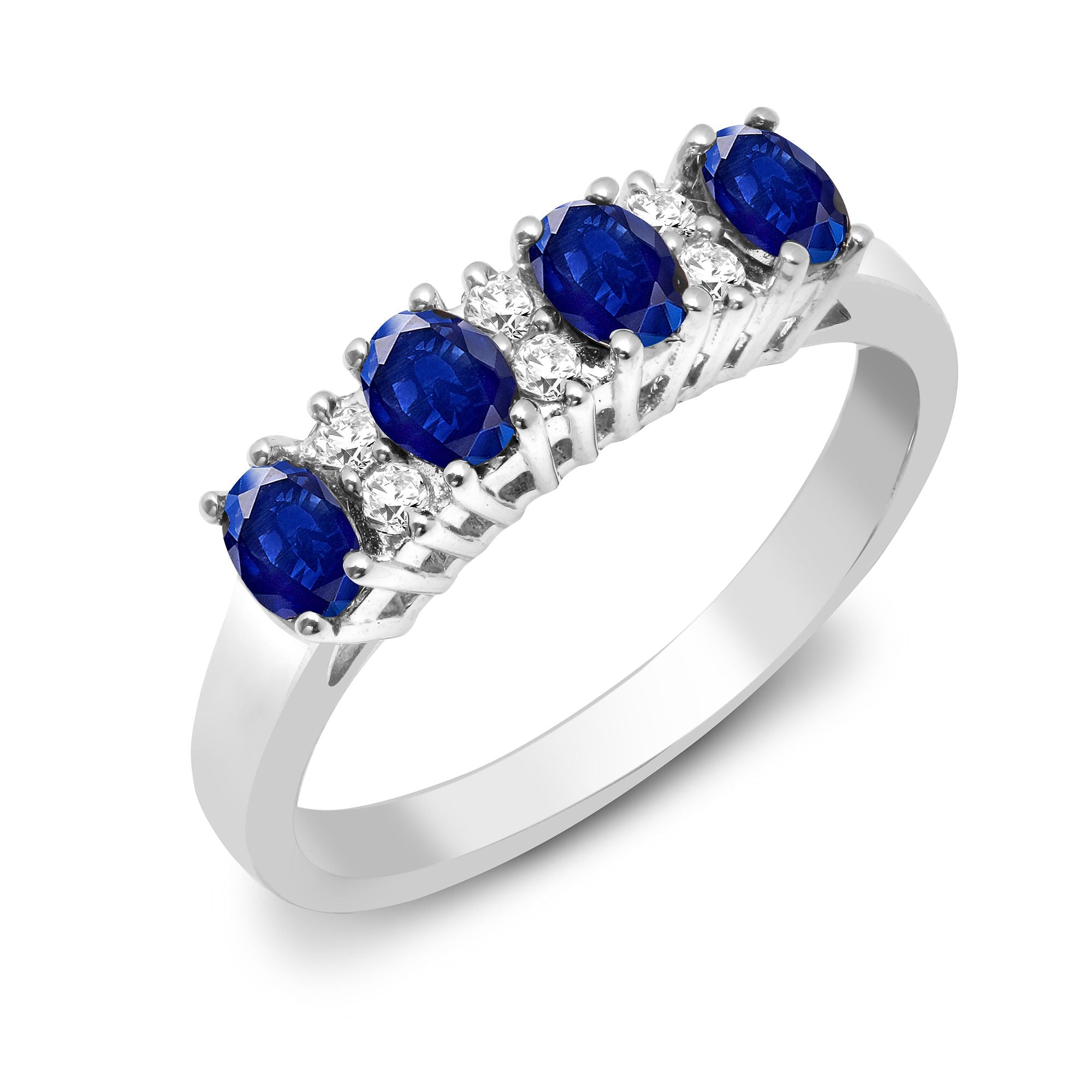 9ct White Gold Natural Diamond 12pts & Sapphire 1.05ct Ring