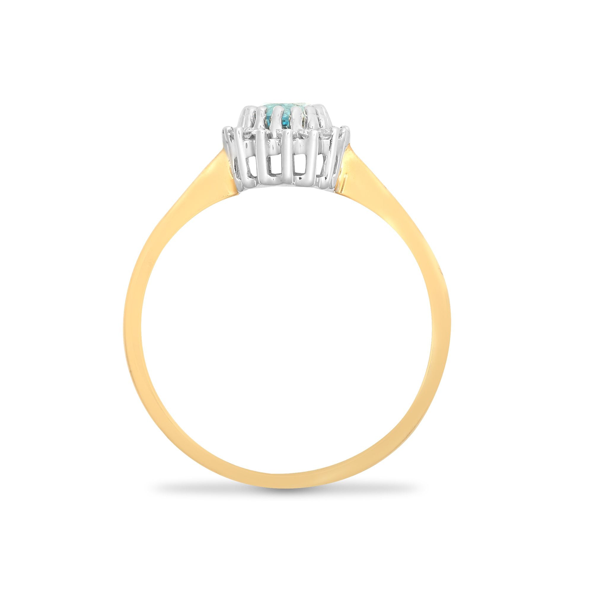 9ct Yellow Gold Natural Diamond 12pts & Blue Topaz 57pts Ring
