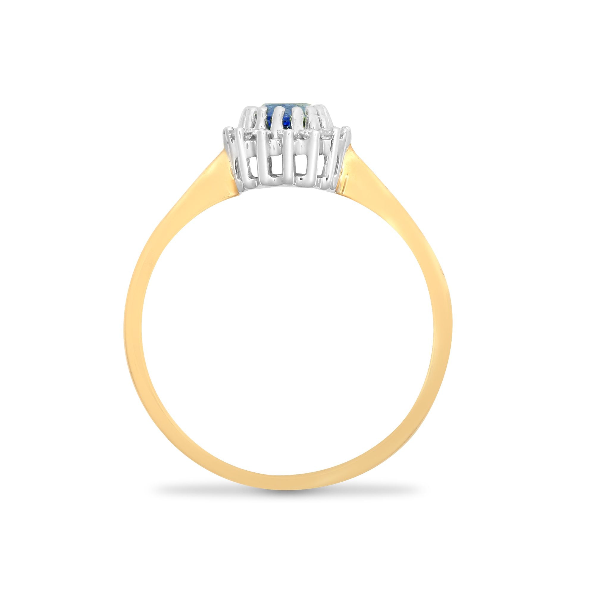 9ct Yellow Gold Natural Diamond 12pts & Sapphire 56pts Ring