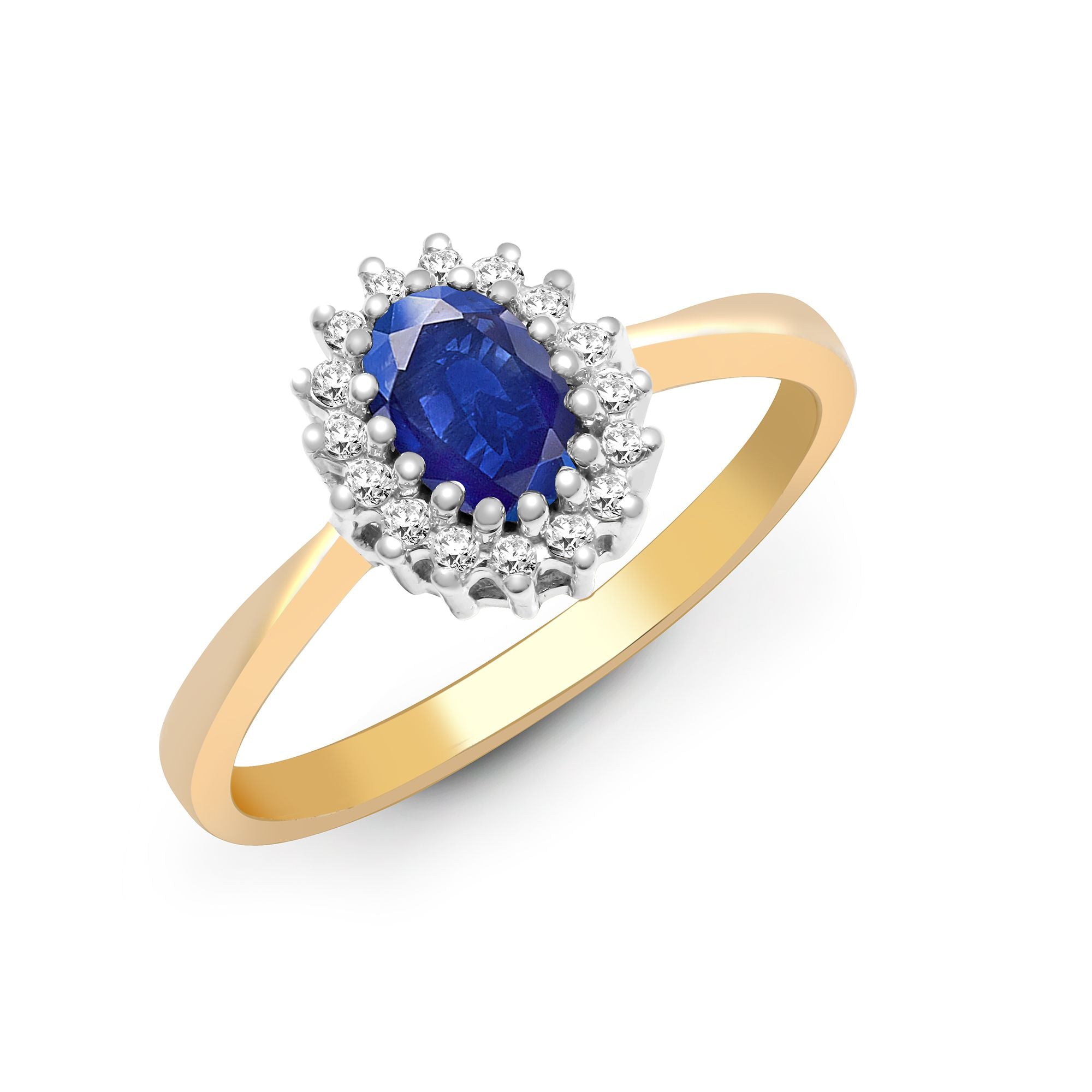 9R401 | 9ct Yellow Gold Natural Diamond 12pts & Sapphire 56pts Ring