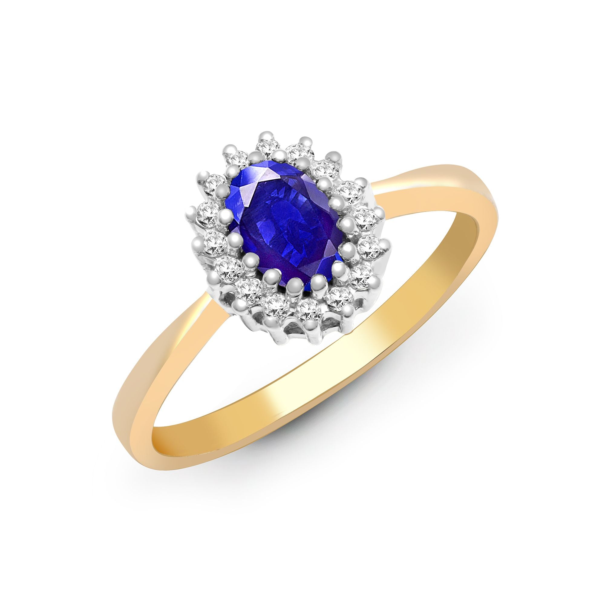 9R403 | 9ct Yellow Gold Natural Diamond 12pts & Tanzanite 55pts Ring