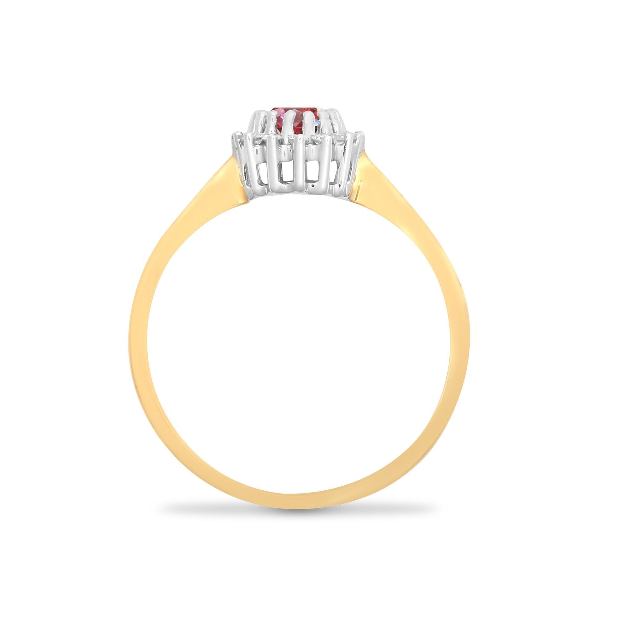 9R405 | 9ct Yellow Gold Natural Diamond 12pts & Ruby 60pts Ring