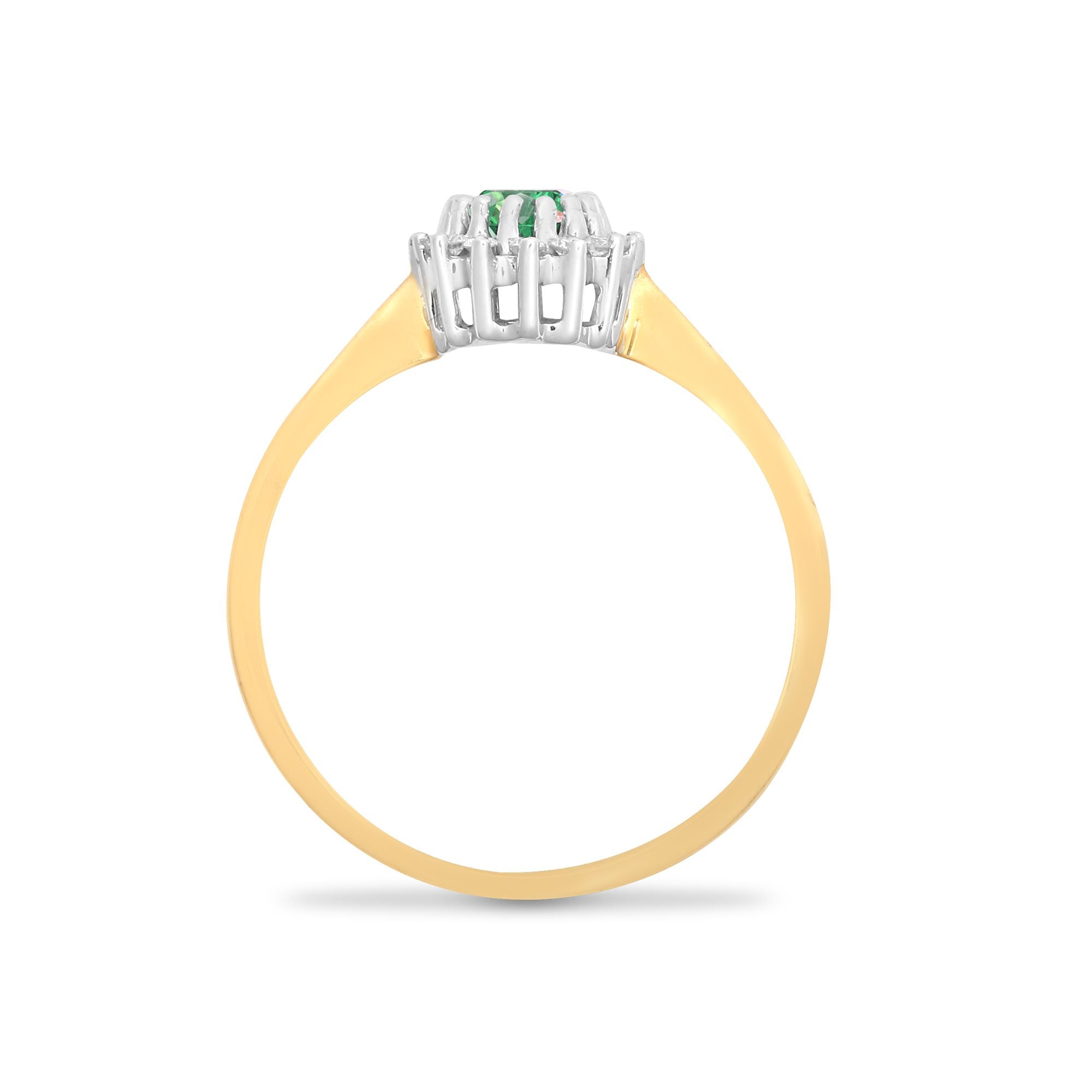 9R406 | 9ct Yellow Gold Natural Diamond 12pts & Emerald 52pts Ring