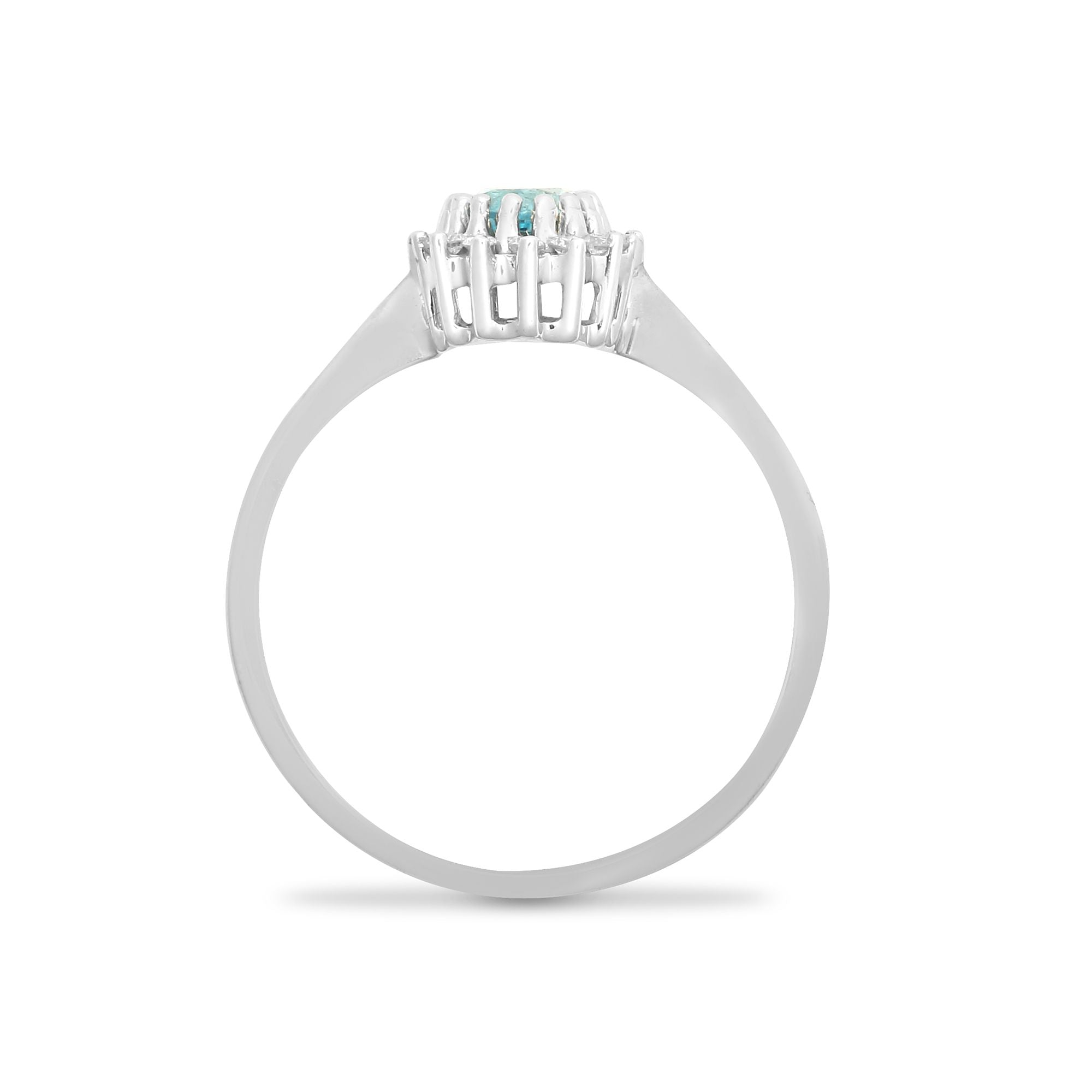 9ct White Gold Natural Diamond 12pts & Blue Topaz 57pts Ring