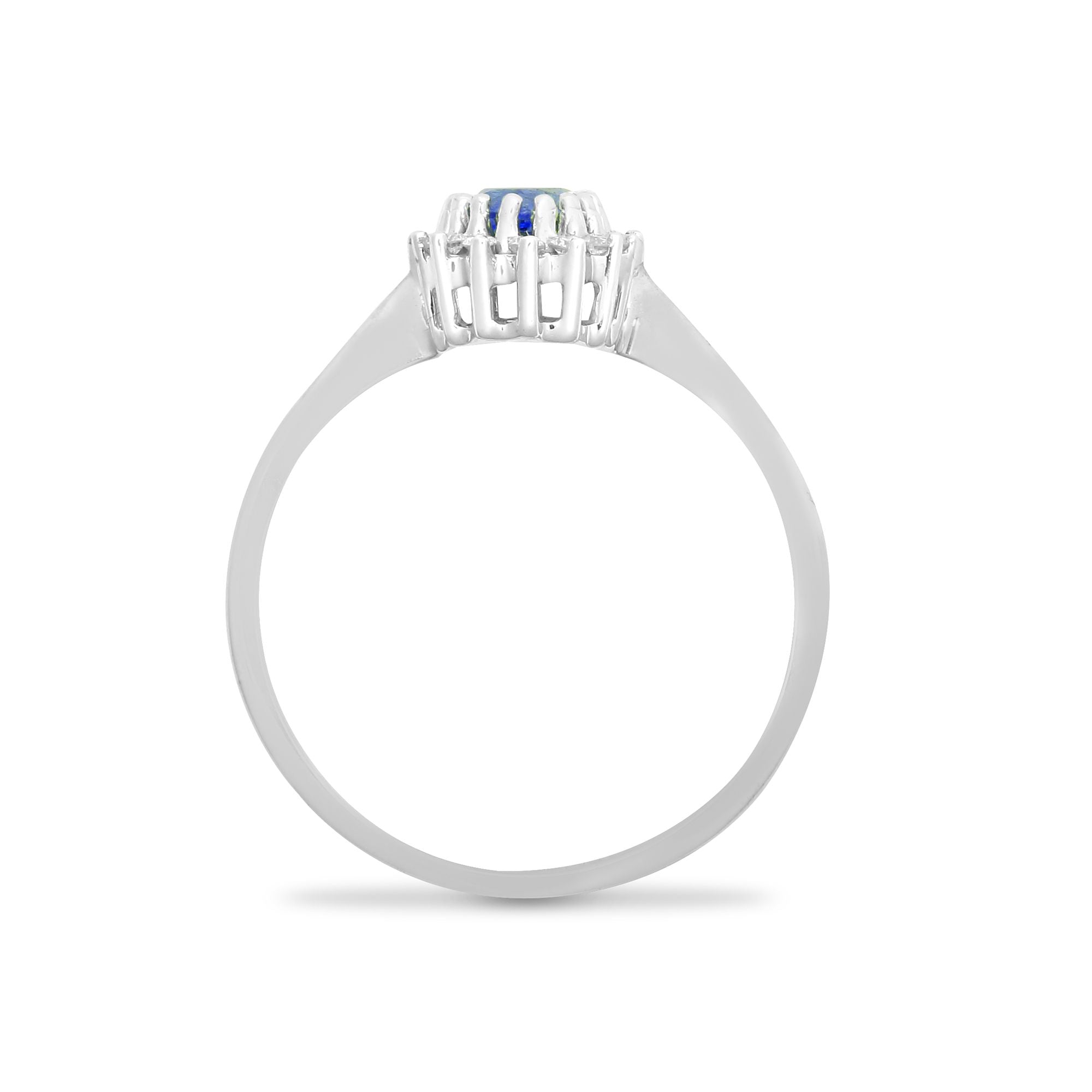 9ct White Gold Natural Diamond 12pts & Sapphire 56pts Ring