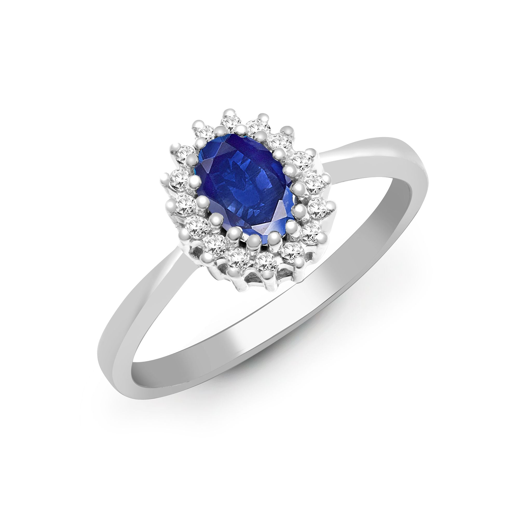 9R411 | 9ct White Gold Natural Diamond 12pts & Sapphire 56pts Ring