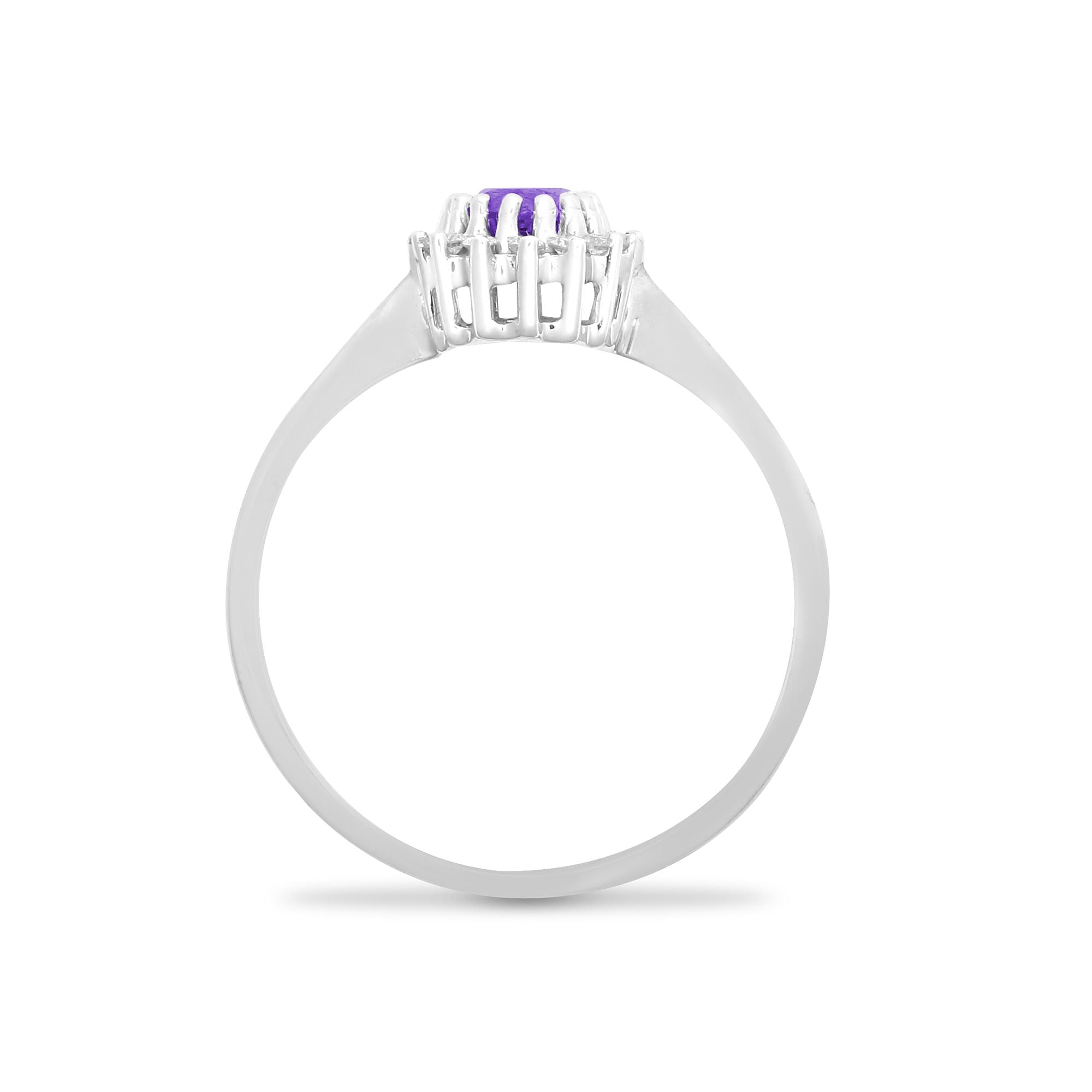 9ct White Gold Natural Diamond 12pts & Amethyst 44pts Ring