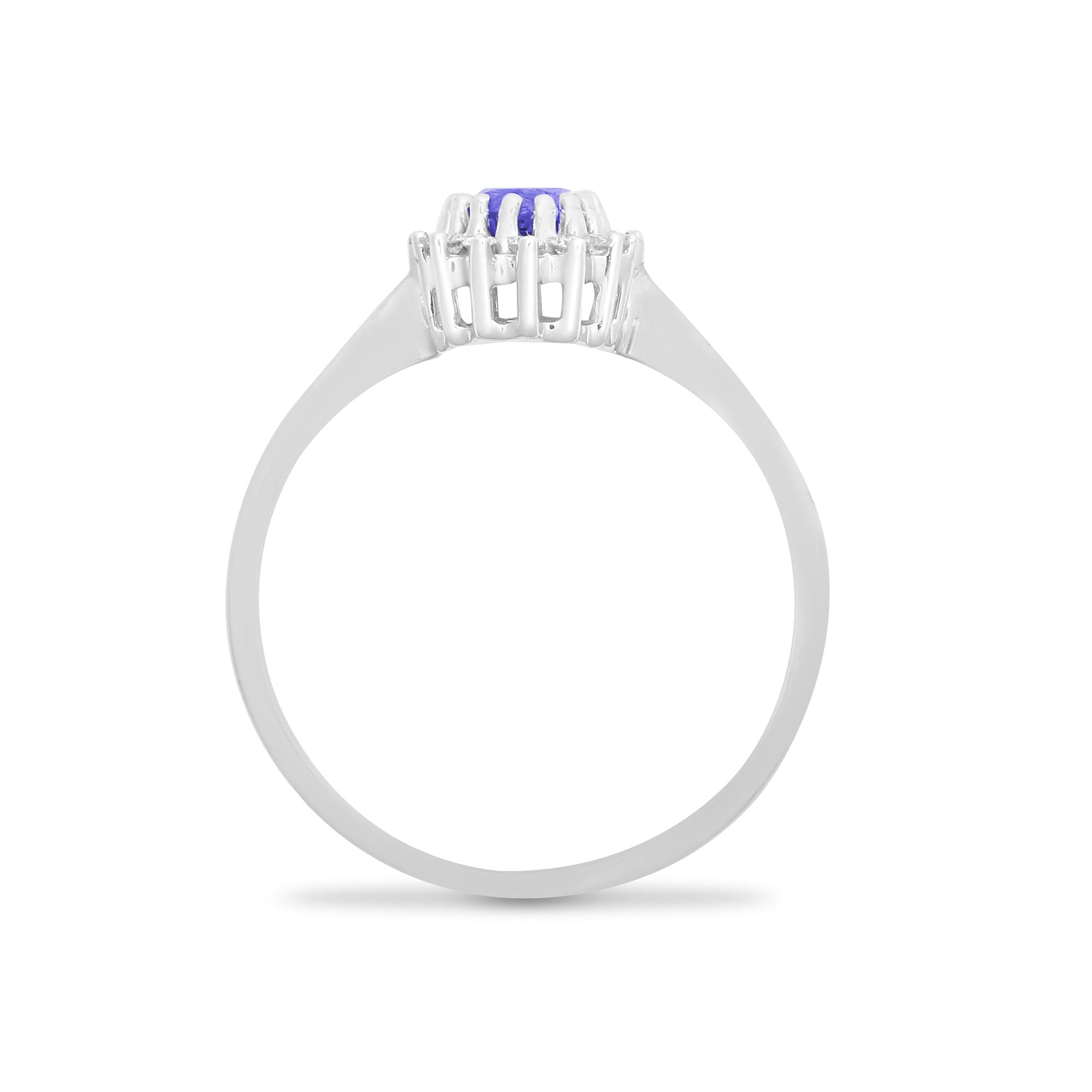 9ct White Gold Natural Diamond 12pts & Tanzanite 55pts Ring