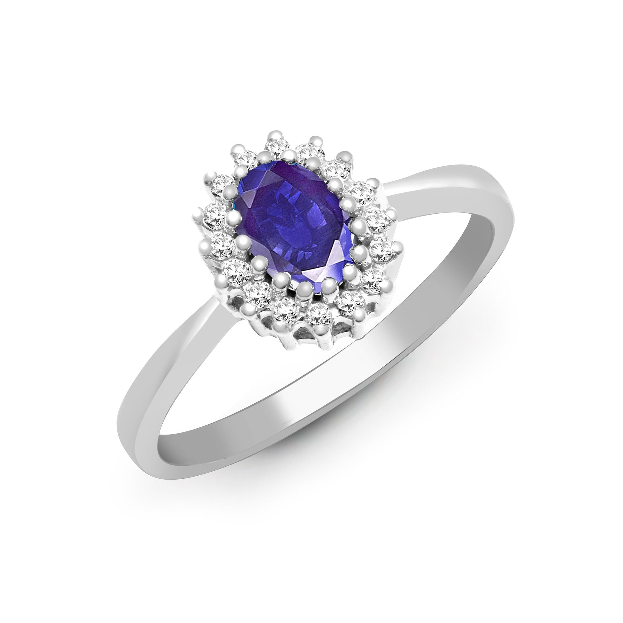 9R413 | 9ct White Gold Natural Diamond 12pts & Tanzanite 55pts Ring