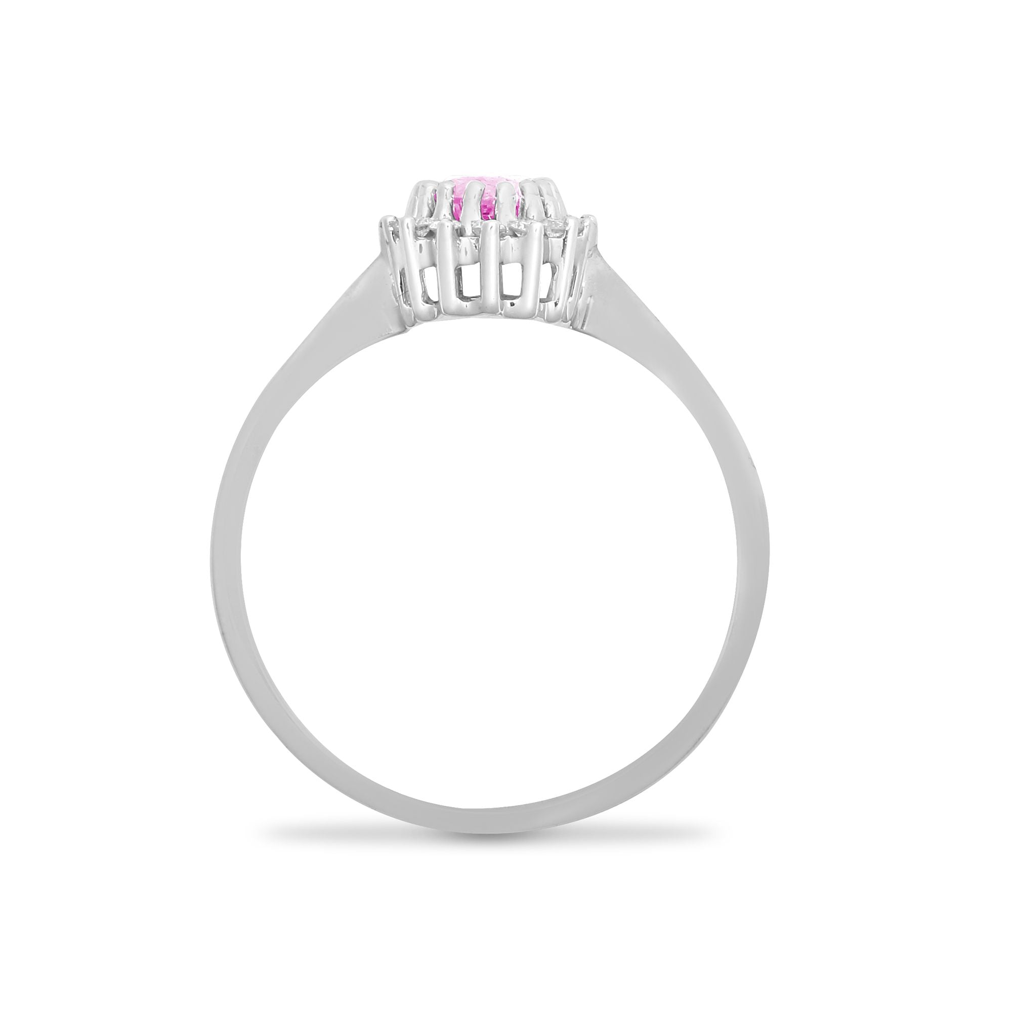 9R414 | 9ct White Gold Natural Diamond 12pts & Pink Sapphire 68pts Ring