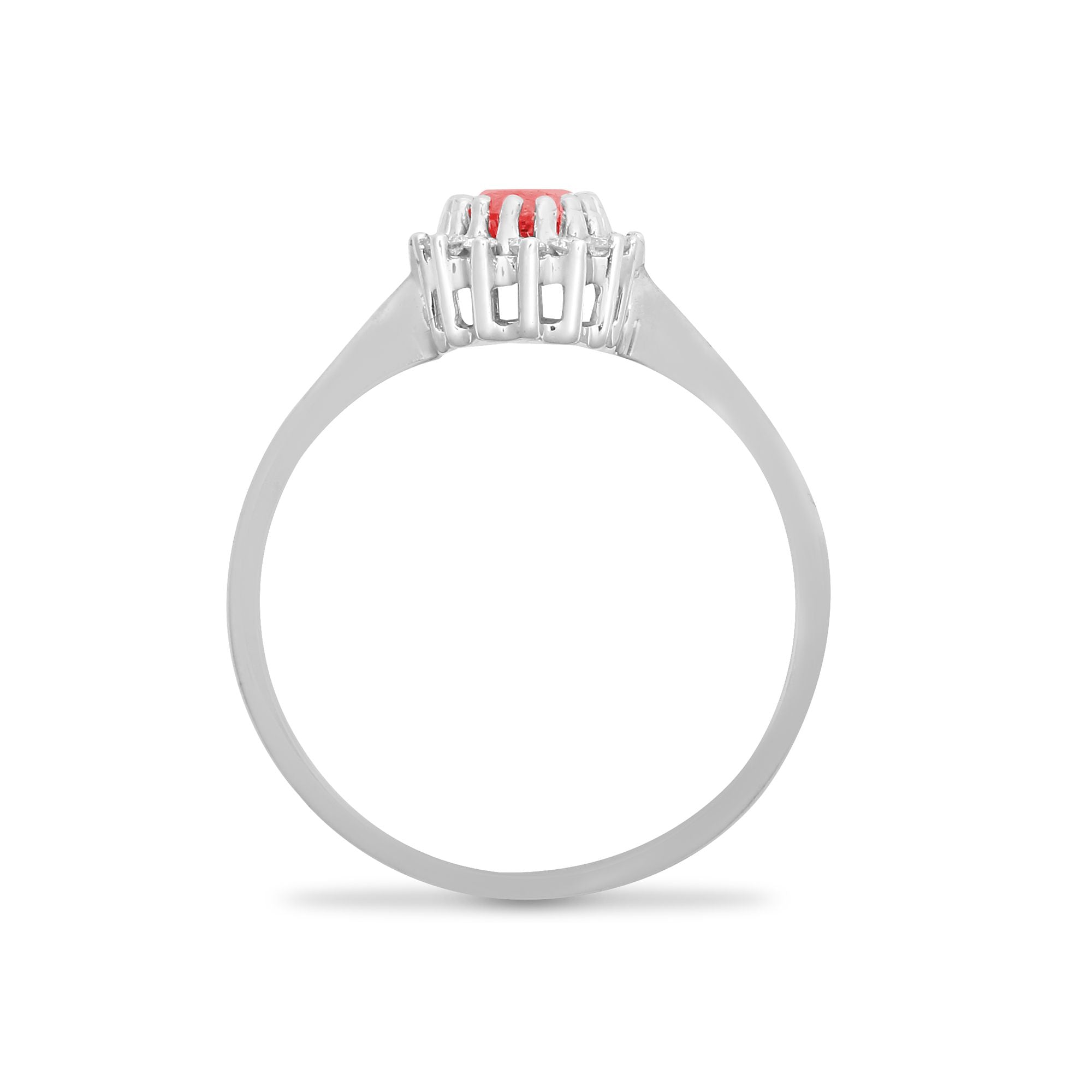 9R415 | 9ct White Gold Natural Diamond 12pts & Ruby 60pts Ring