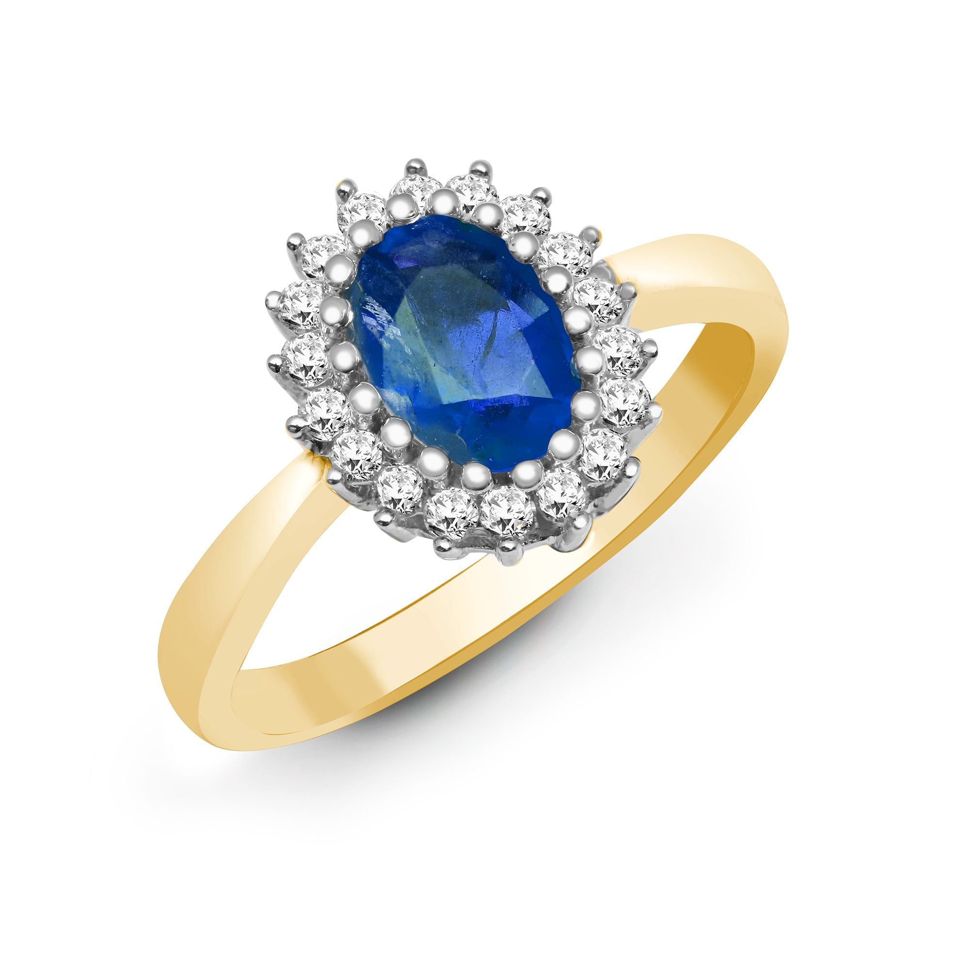 9R421 | 9ct Yellow Gold Natural Diamond 23pts & Sapphire 1.10ct Ring