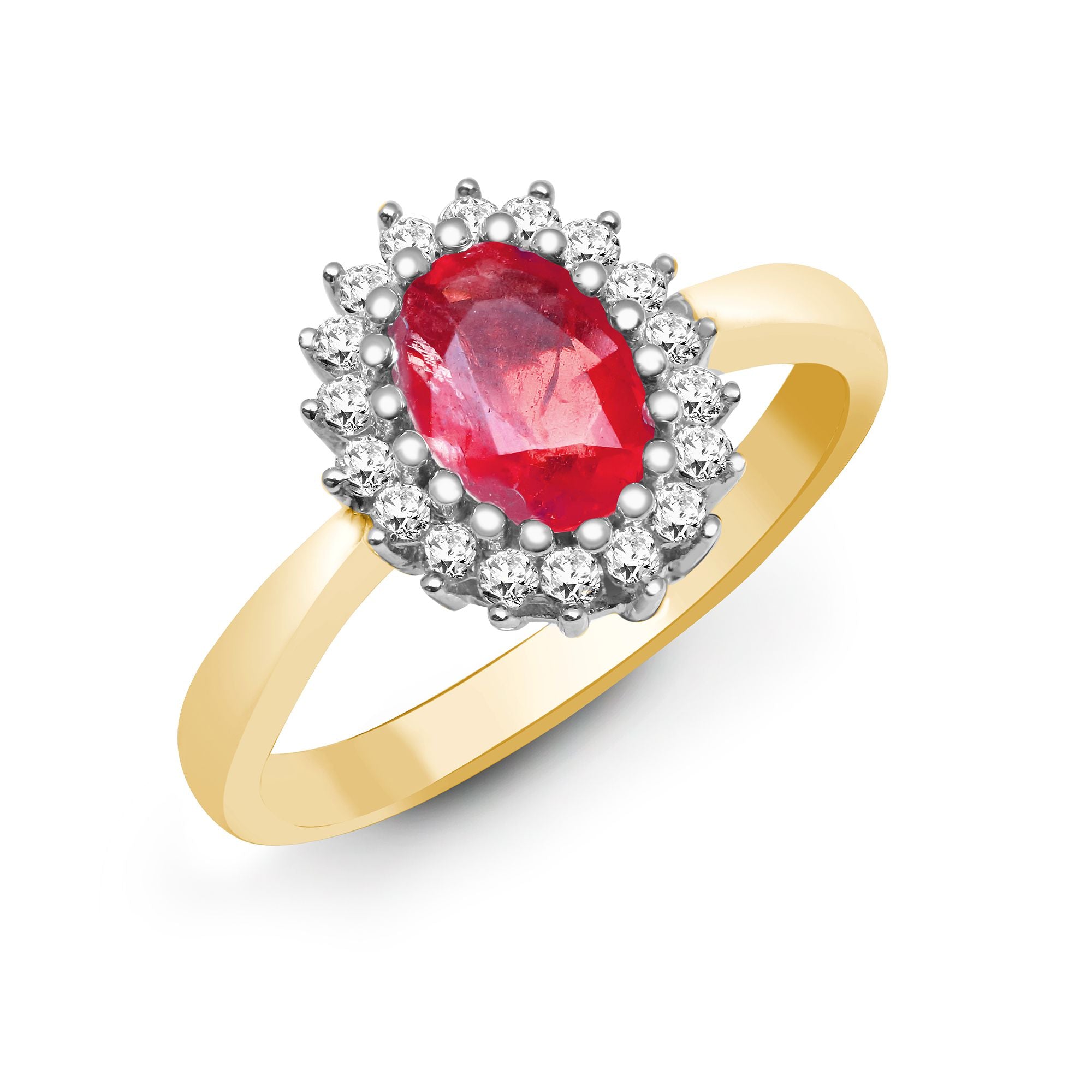 9ct Yellow Gold Natural Diamond 23pts & Ruby 1.10ct Ring