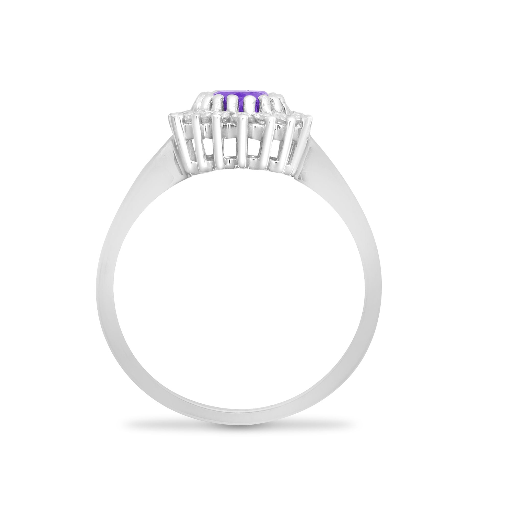 9ct White Gold Natural Diamond 23pts & Amethyst 70pts Ring