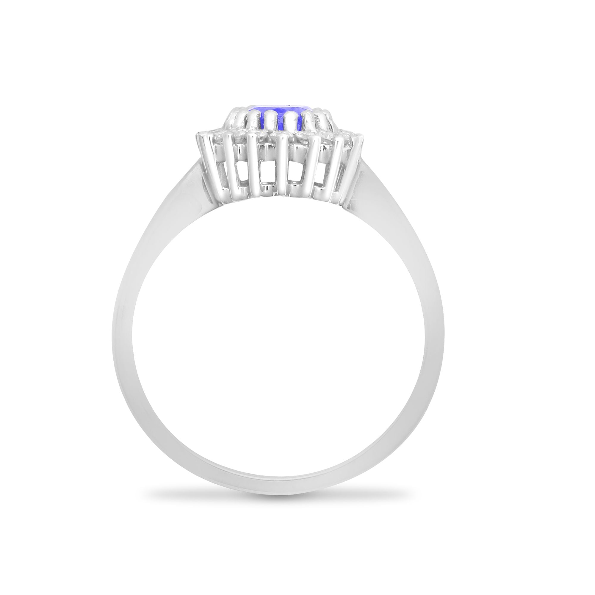 9ct White Gold Natural Diamond 23pts & Tanzanite 73pts Ring