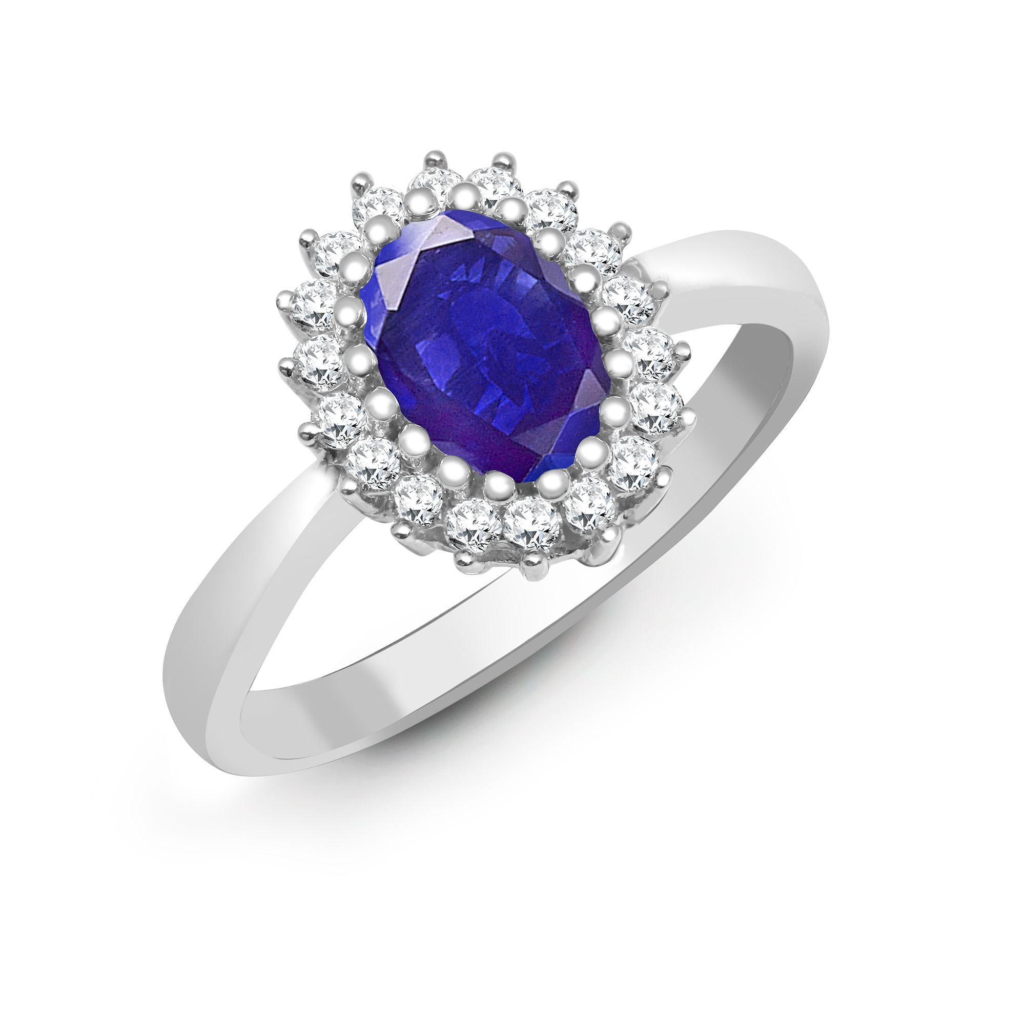 9ct White Gold Natural Diamond 23pts & Tanzanite 73pts Ring
