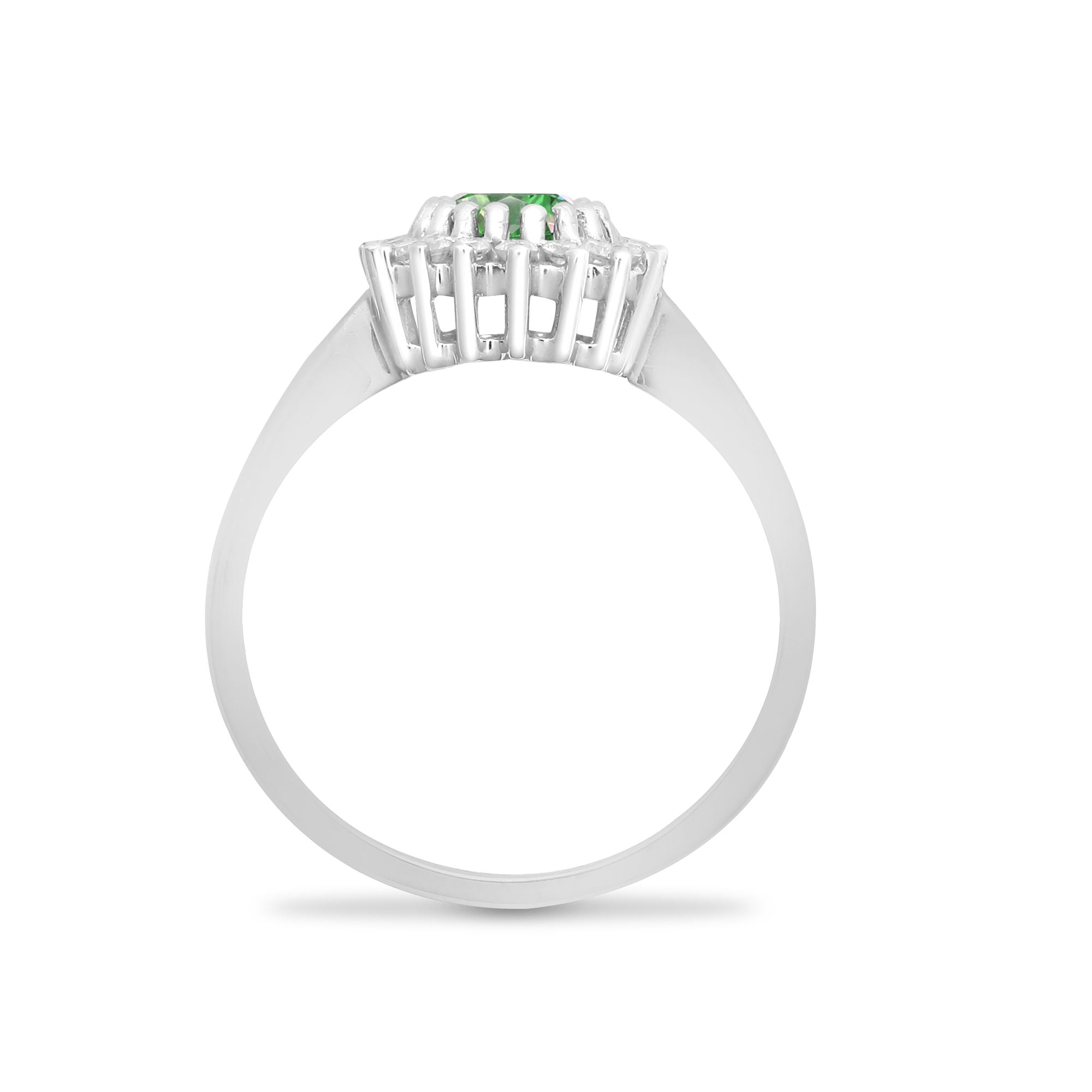 9ct White Gold Natural Diamond 23pts & Emerald 78pts Ring