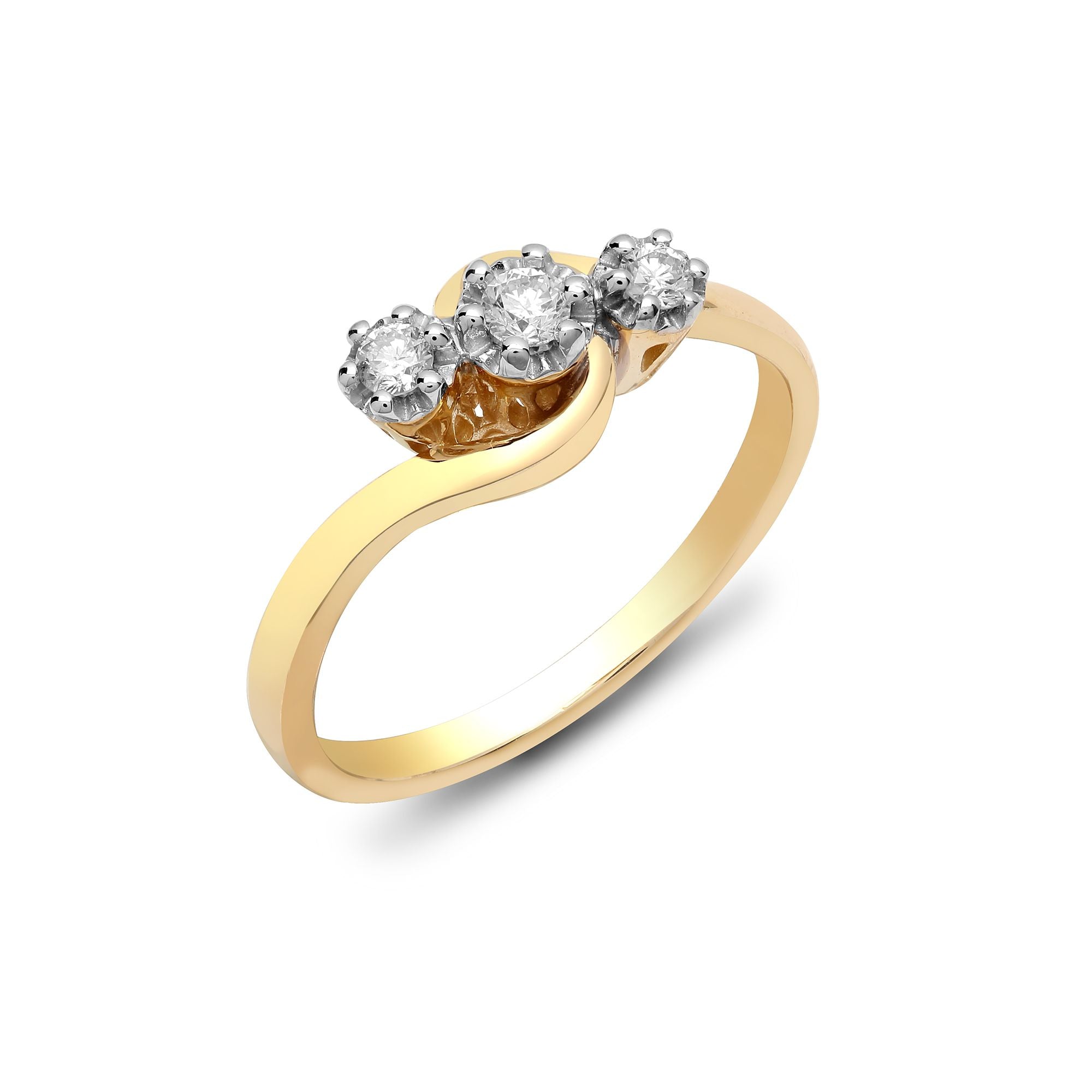 9ct Yellow Gold Trilogy Natural Diamond Ring