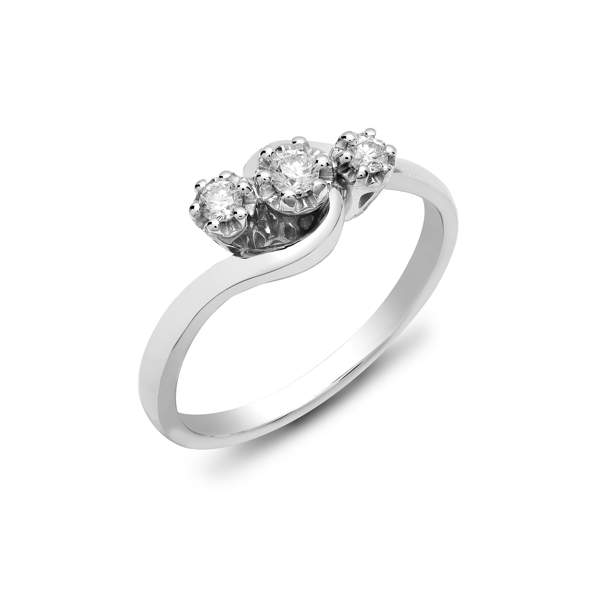 9ct White Gold Trilogy Natural Diamond Ring