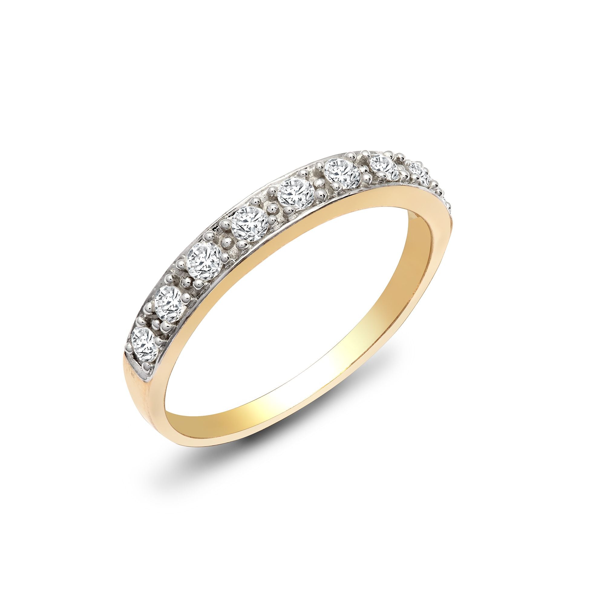 9ct Yellow Gold Half Eternity Natural Diamond Ring