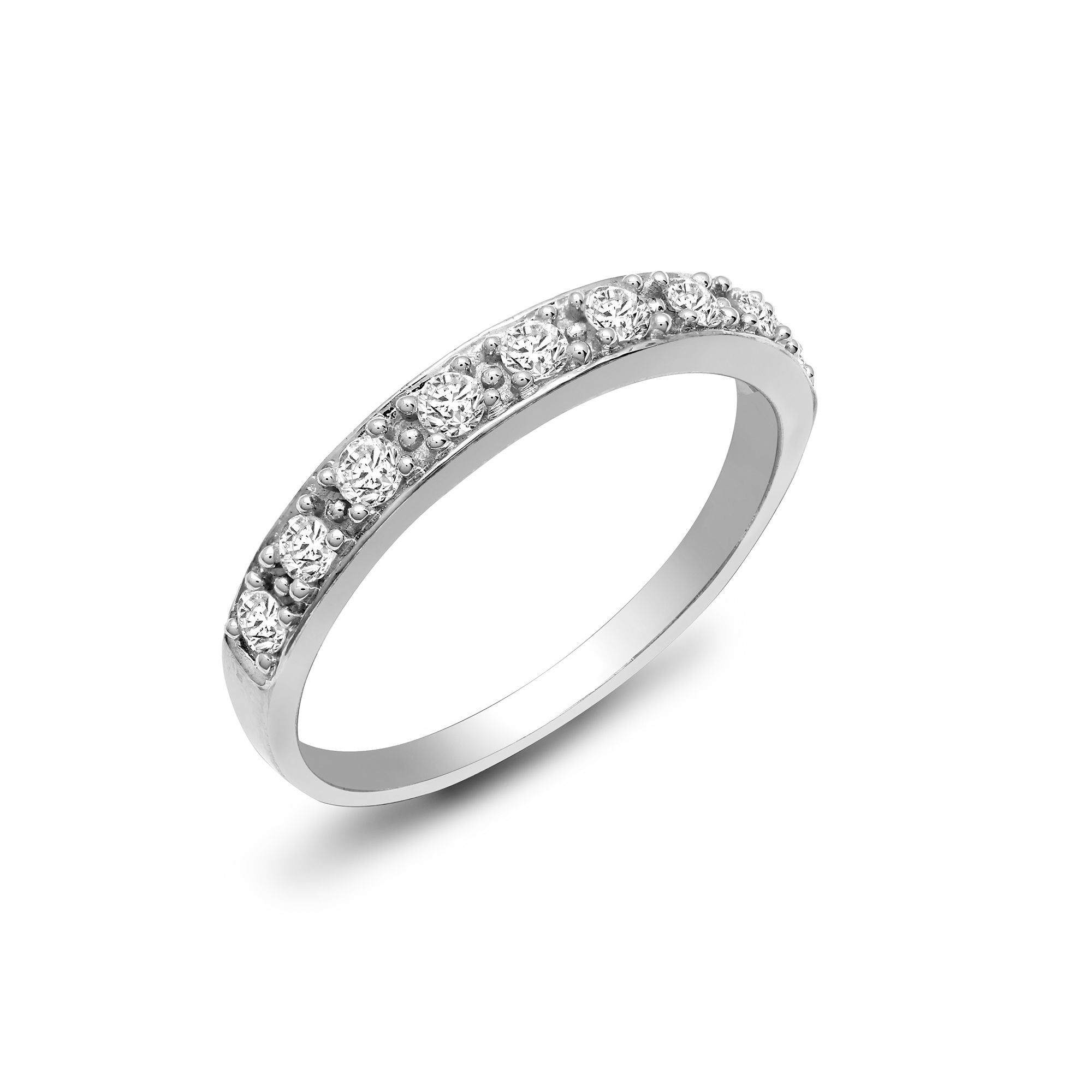 9ct White Gold Half Eternity Natural Diamond Ring