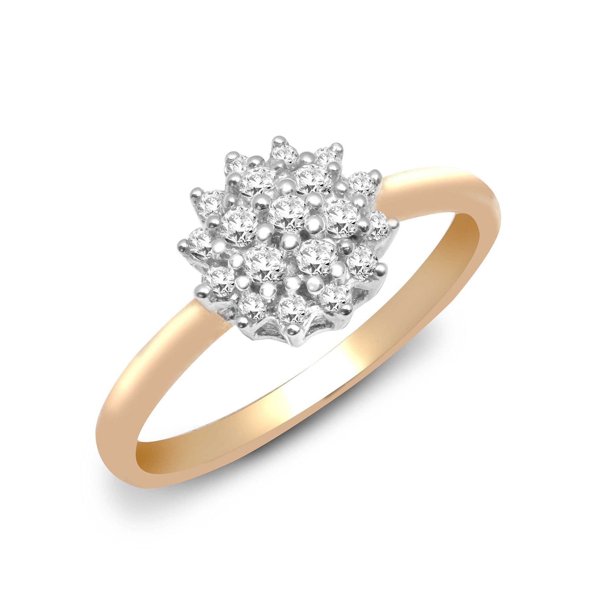 9ct Yellow Gold Natural Diamond Cluster Ring