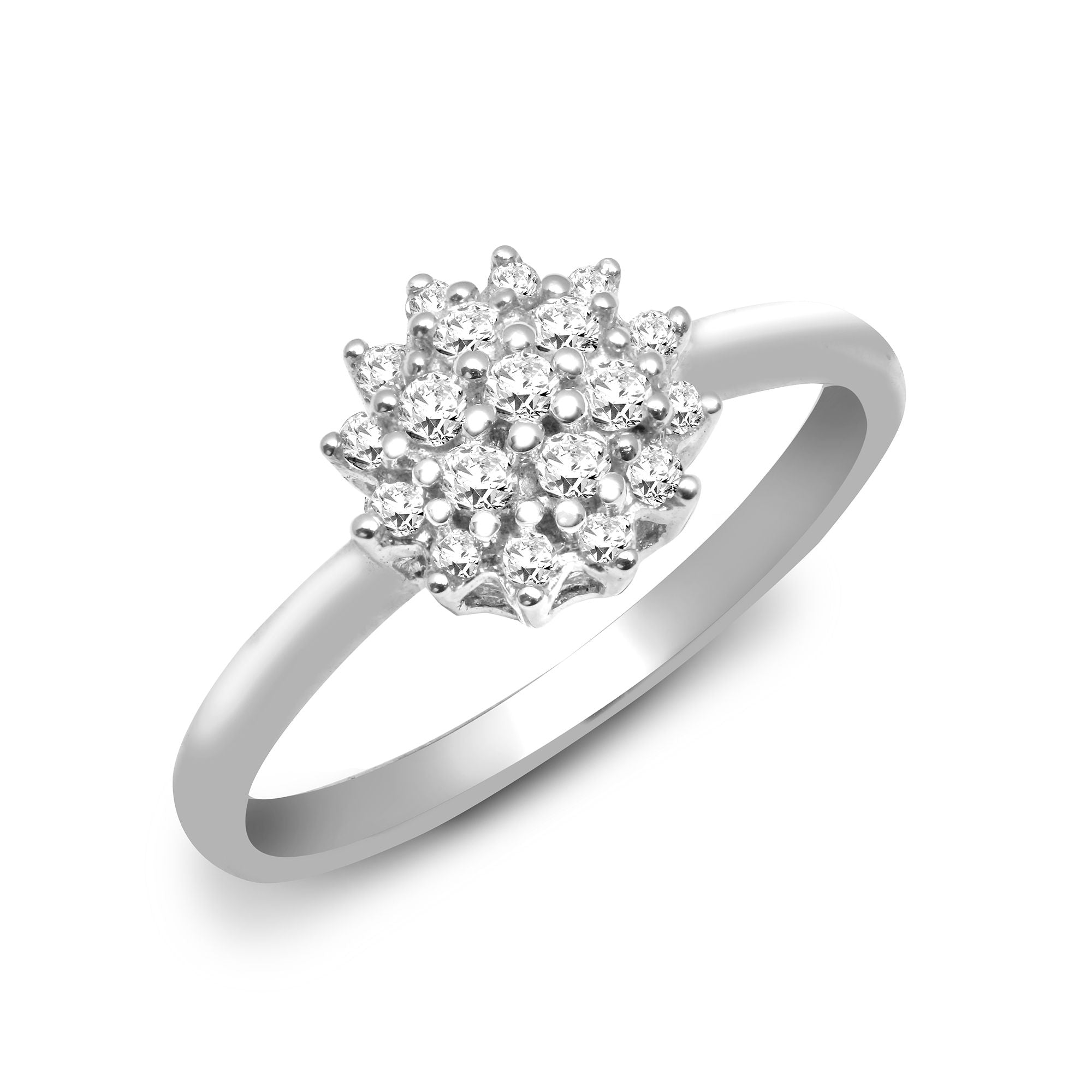 9ct White Gold Natural Diamond Cluster Ring