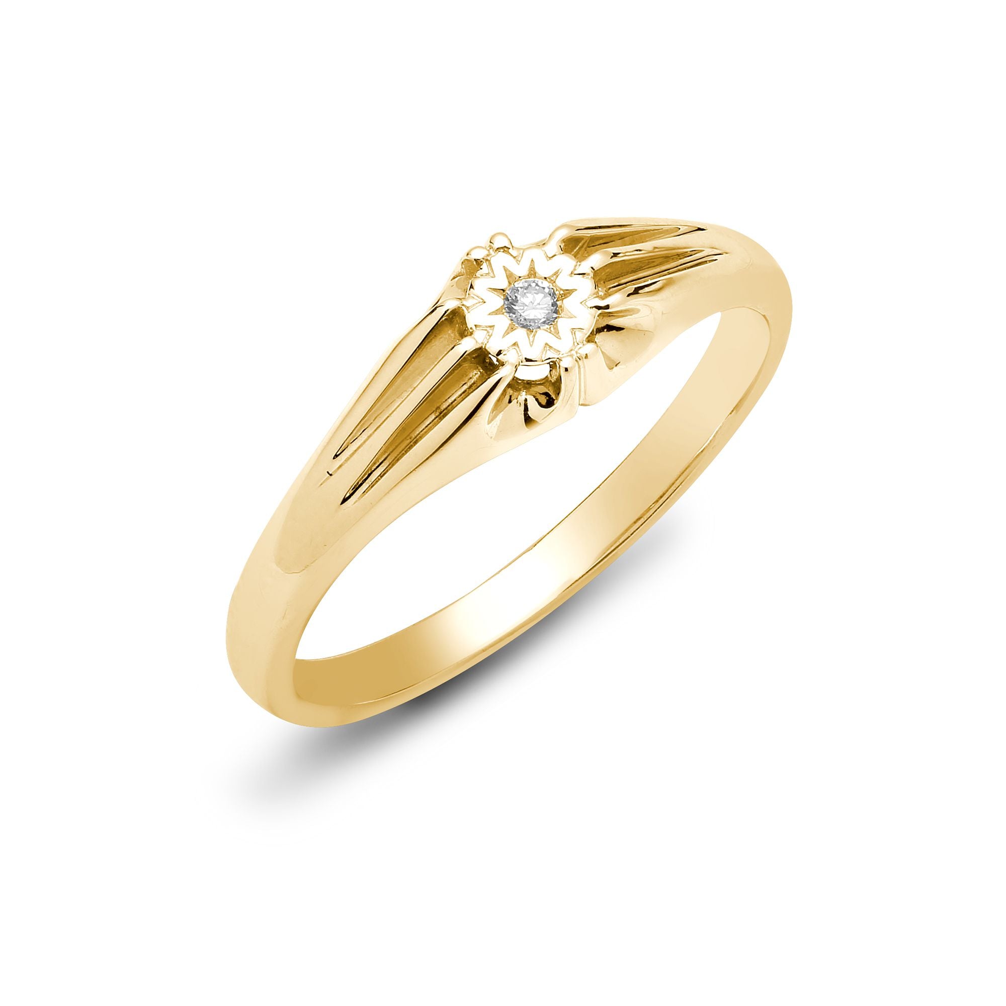 9ct Yellow Gold Gents Natural Diamond Ring