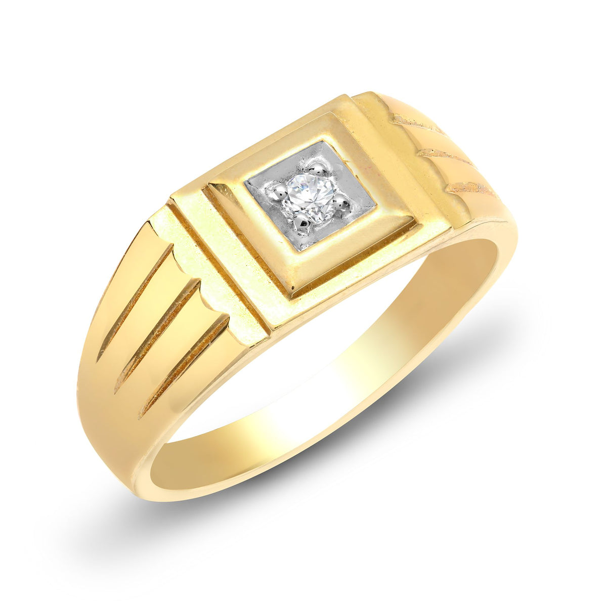 9ct Yellow Gold Gents Natural Diamond Ring