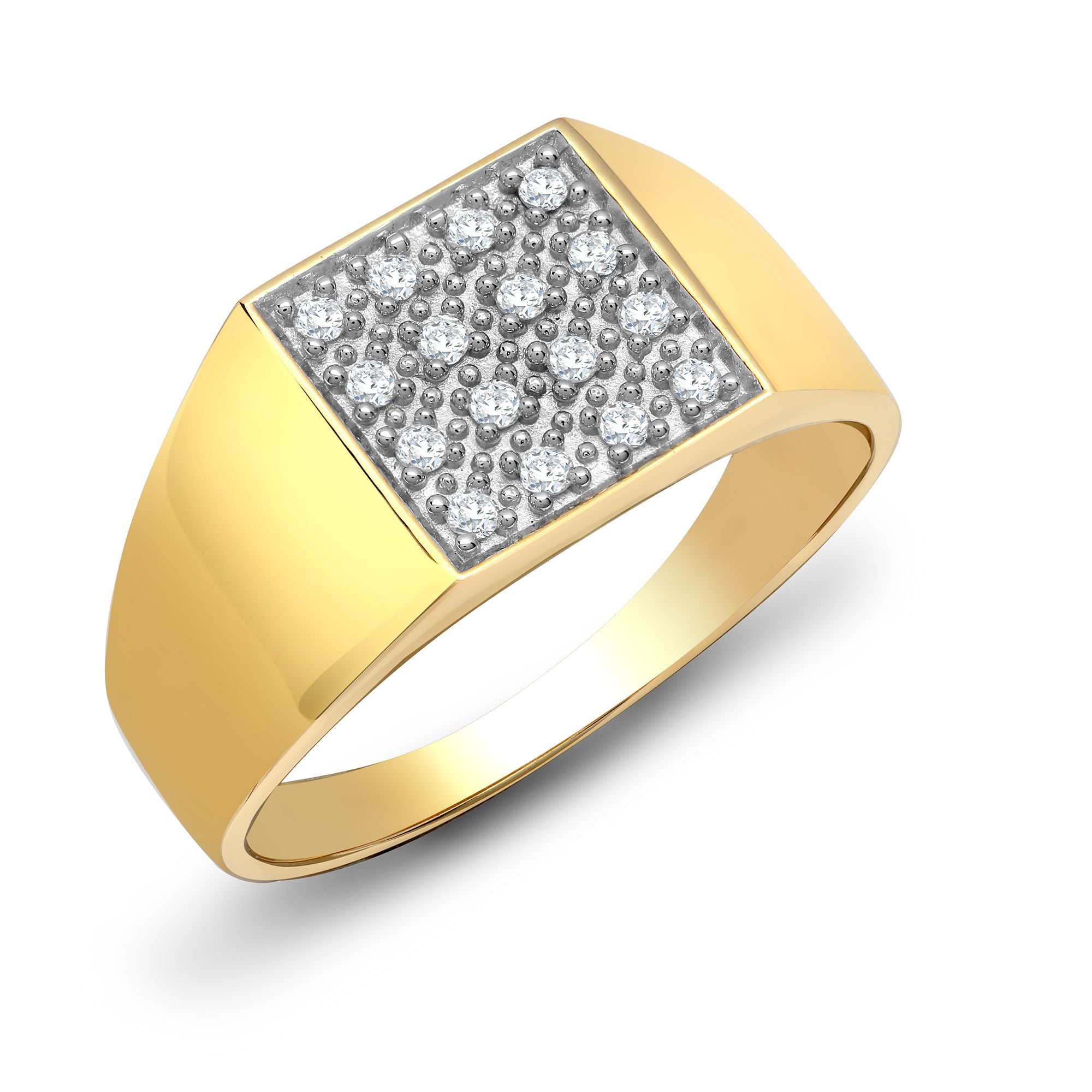 9ct Yellow Gold Gents Natural Diamond Ring