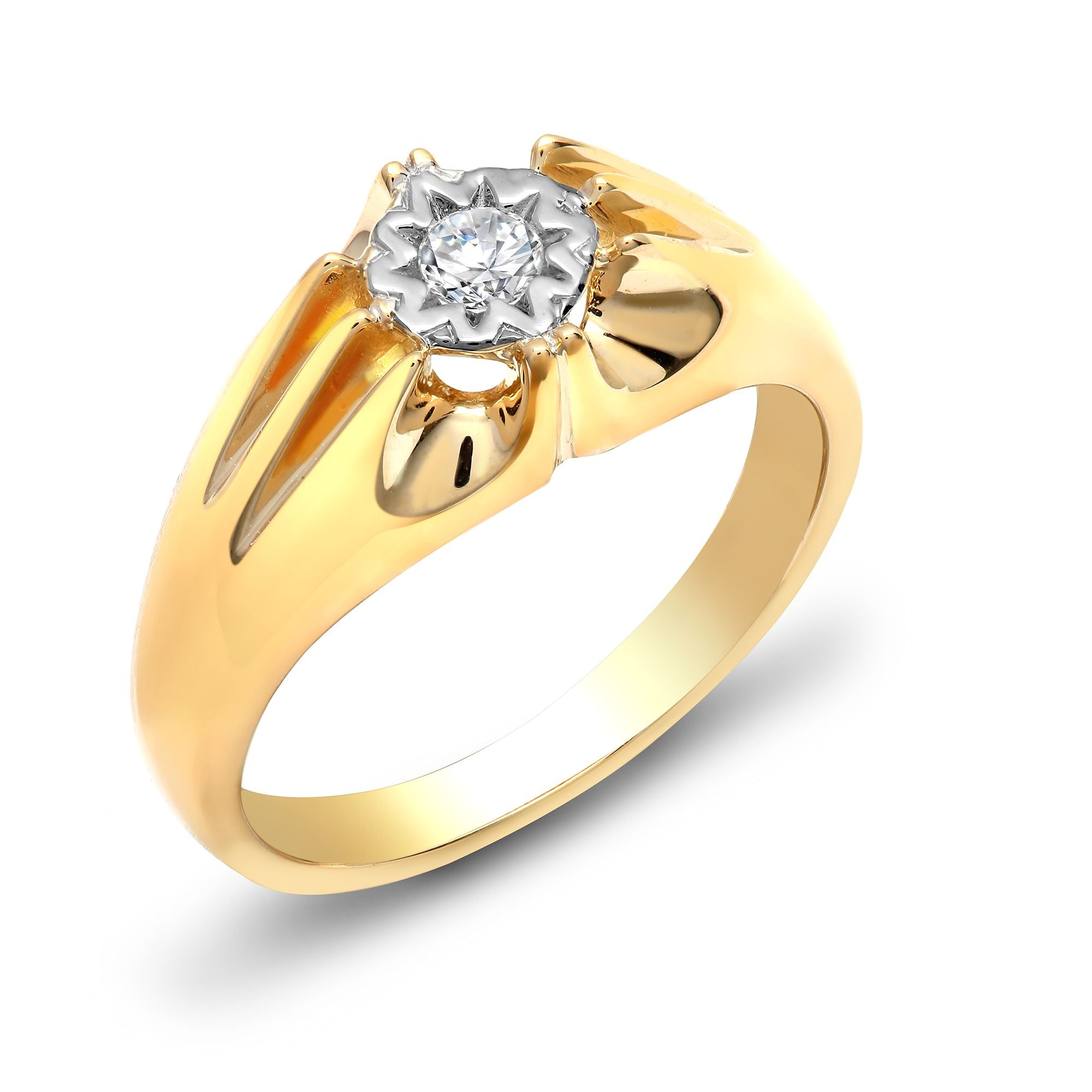 9ct Yellow Gold Gents Natural Diamond Ring