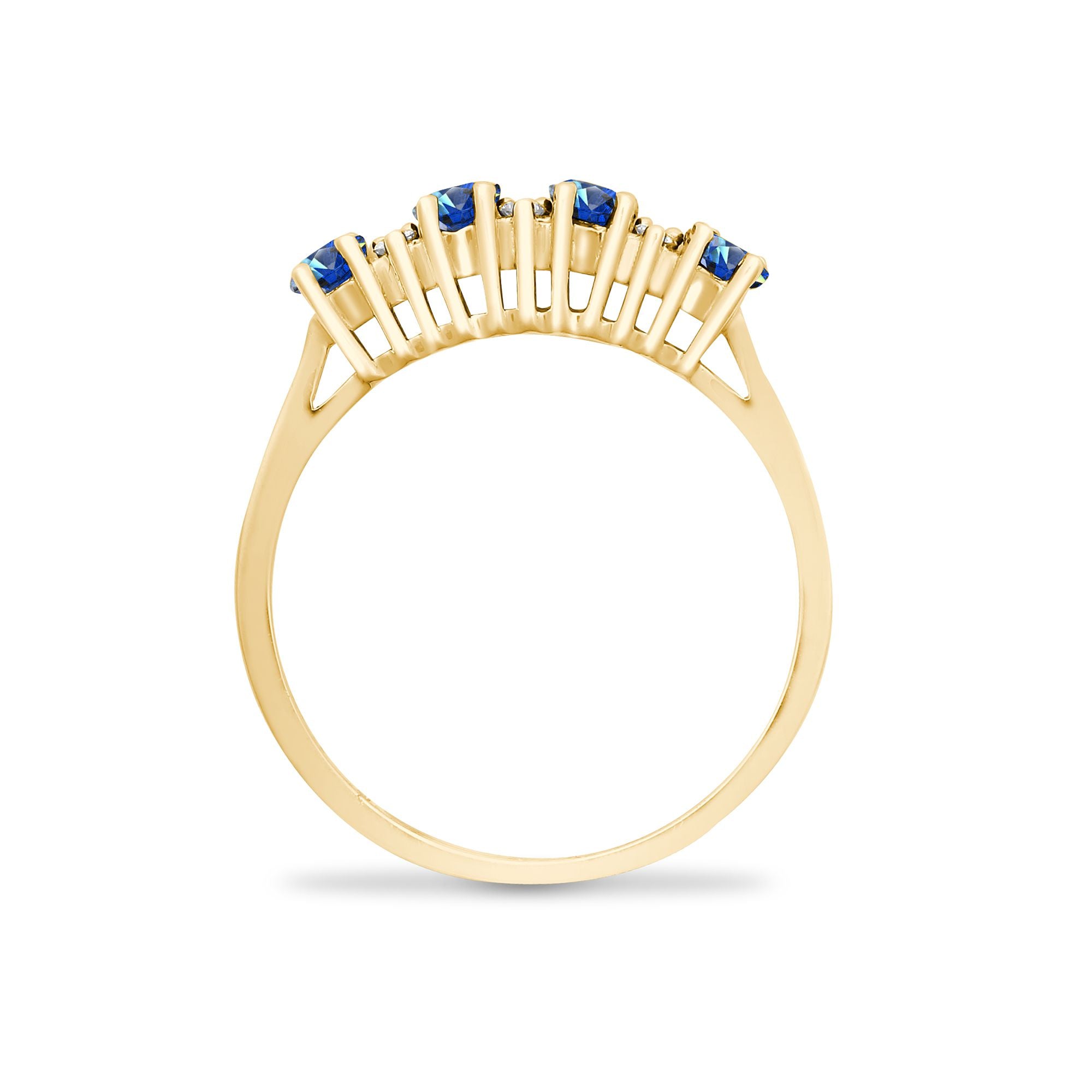 9ct Yellow Gold Natural Diamond 12pts & Sapphire 1.05ct Ring