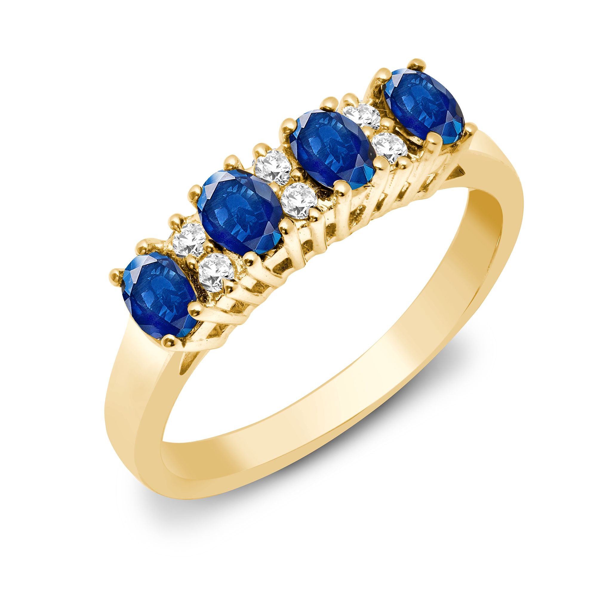 9R530 | 9ct Yellow Gold Natural Diamond 12pts & Sapphire 1.05ct Ring